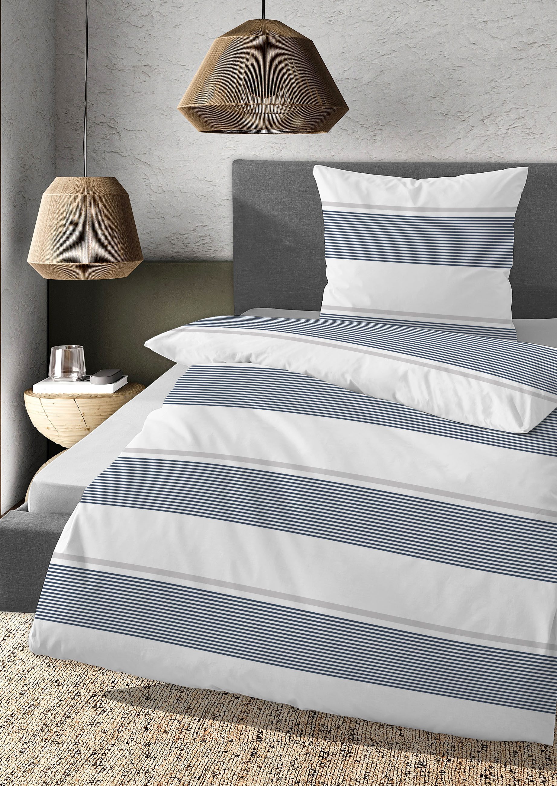 Daniel Hechter Bettwäsche 0041302, Renforcé, 2 teilig, hautfreundlich, mit Reißverschluss, ganzjährig einsetzbar, Flaglabel