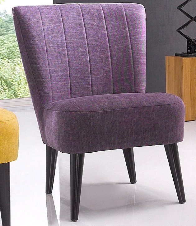 mit violett Massivholzfüße ATLANTIC home Jan, Wellenunterfederung, collection Cocktailsessel