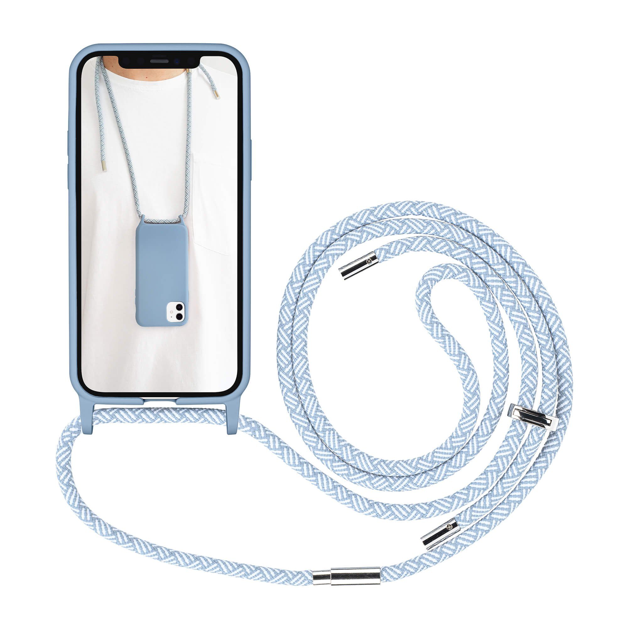 Artwizz Case zum Umhängen »Artwizz HangOn Case Silicone - Schutzhülle aus  Silikon zum Umhängen als Handykette für iPhone 12 mini, Nordic Blue«