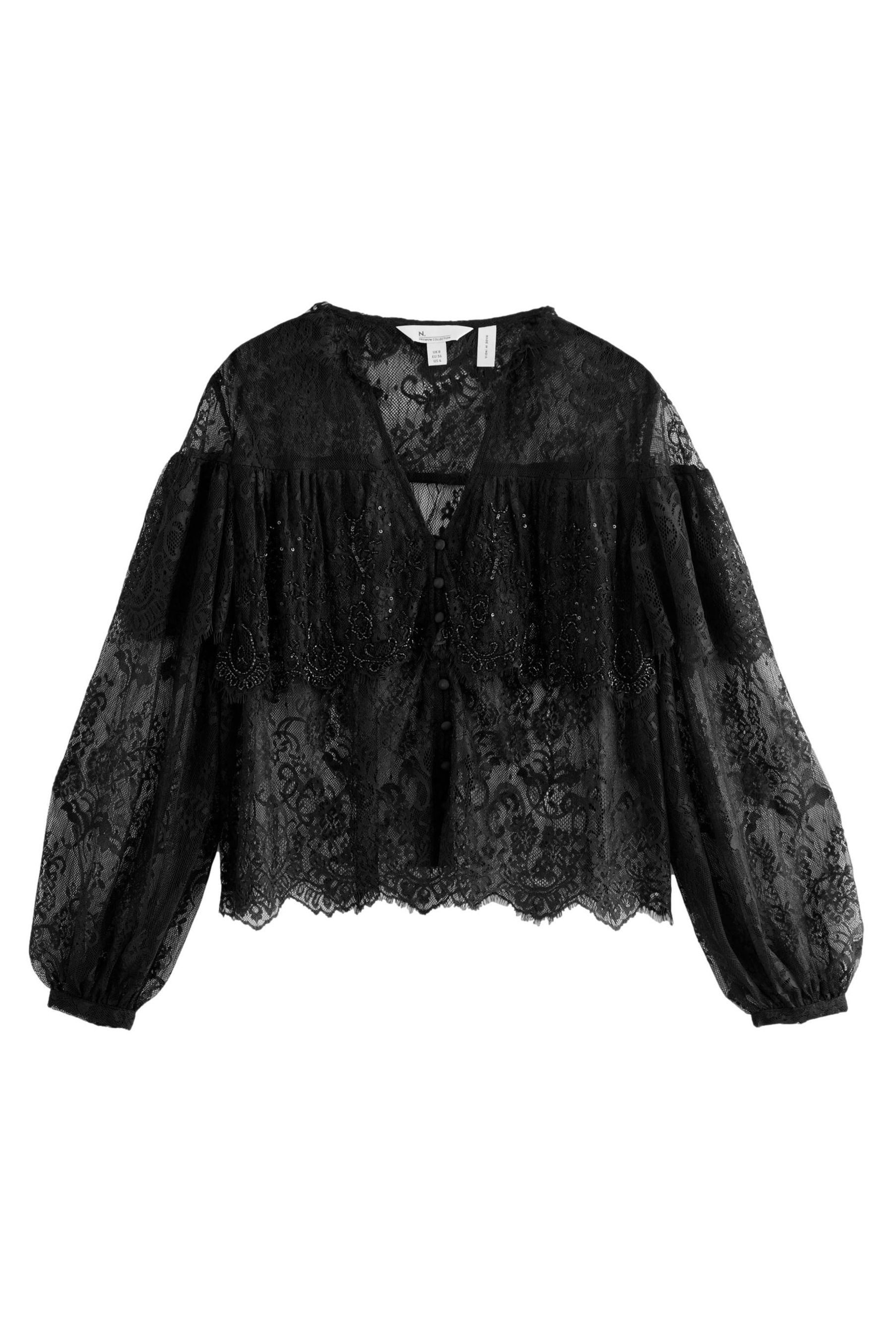 Langarmbluse Langärmelige, transparente Bluse mit Verzierung