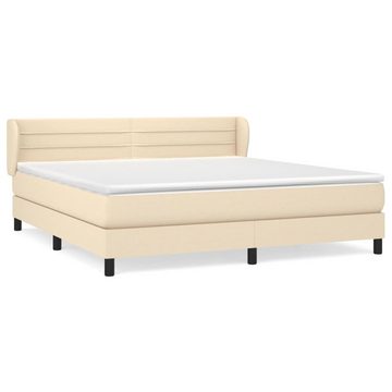 vidaXL Bettgestell Boxspringbett mit Matratze Creme 180x200 cm Stoff Bett Bettgestell