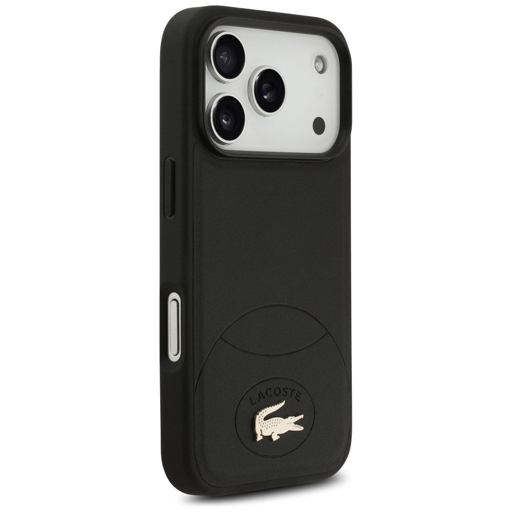 Lacoste Handyhülle Bliss MagSafe Hülle iPhone 17 Pro Kunstleder Schwarz Logo Metall 6,3 Zoll, Kantenschutz – Bild 4 von 5