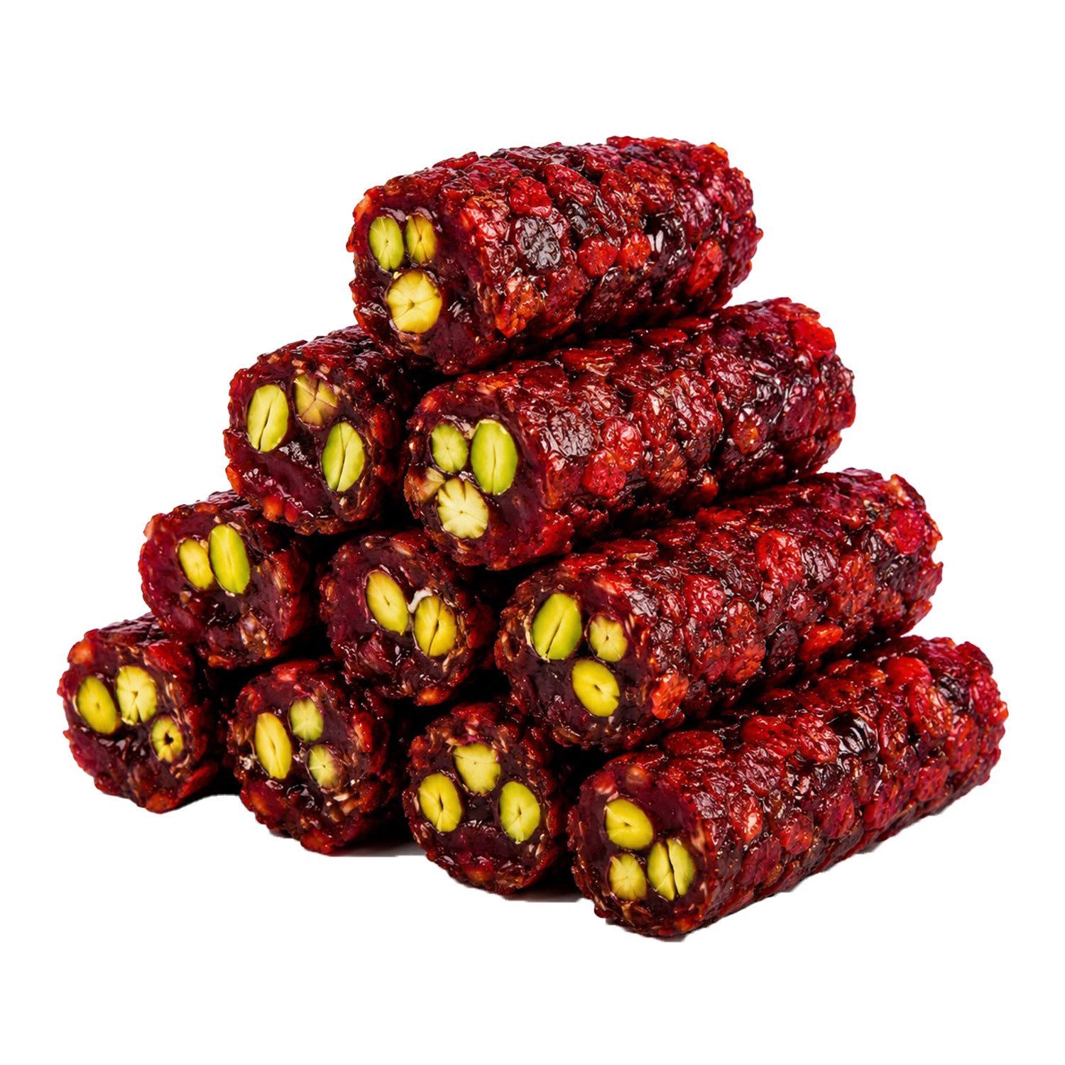 We_Natur Süßigkeit Granatapfel Pistazien Lokum mit Zereş-Traubenüberzug 500 gr, Zarter Granatapfel-Lokum mit Berberitzen und Pistazien