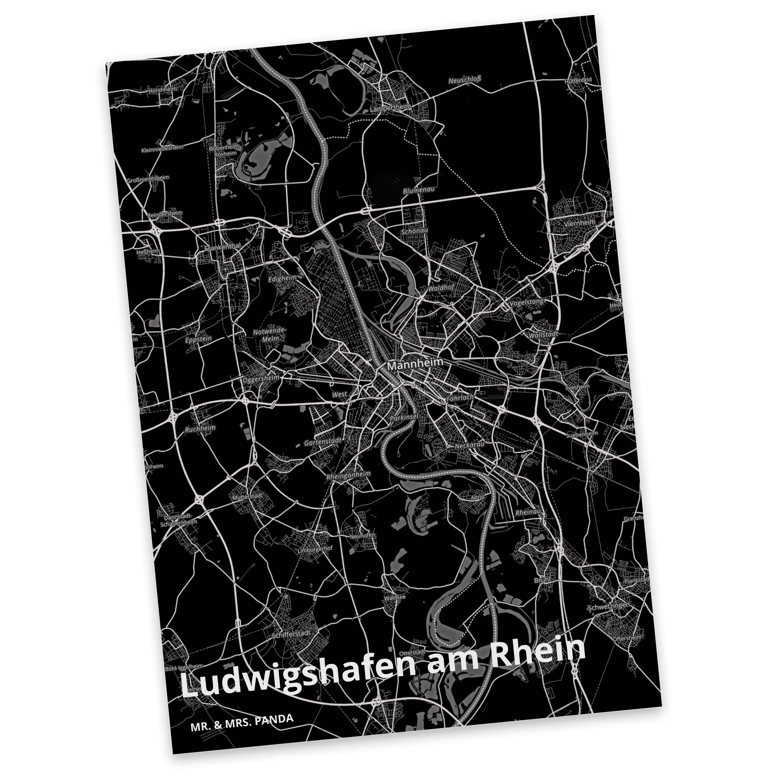 Mr. & Postkarte Einladungskarte, Ort - Geschenk, Städte, Karte, Rhein Panda Mrs. am Ludwigshafen