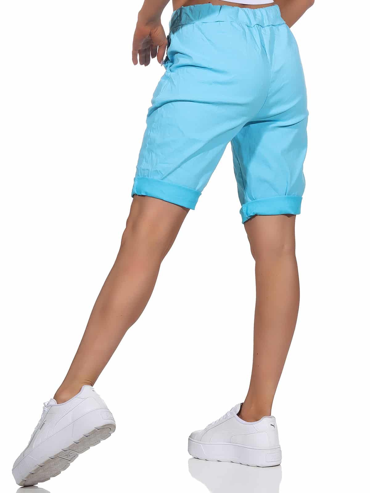 OriginalYou Chinoshorts Damenhose Kurze Sommer Bermuda Chino Shorts Stretchgewebe in modernem Knitterlook, elastischer Bund mit Kordelzug – Bild 5 von 5