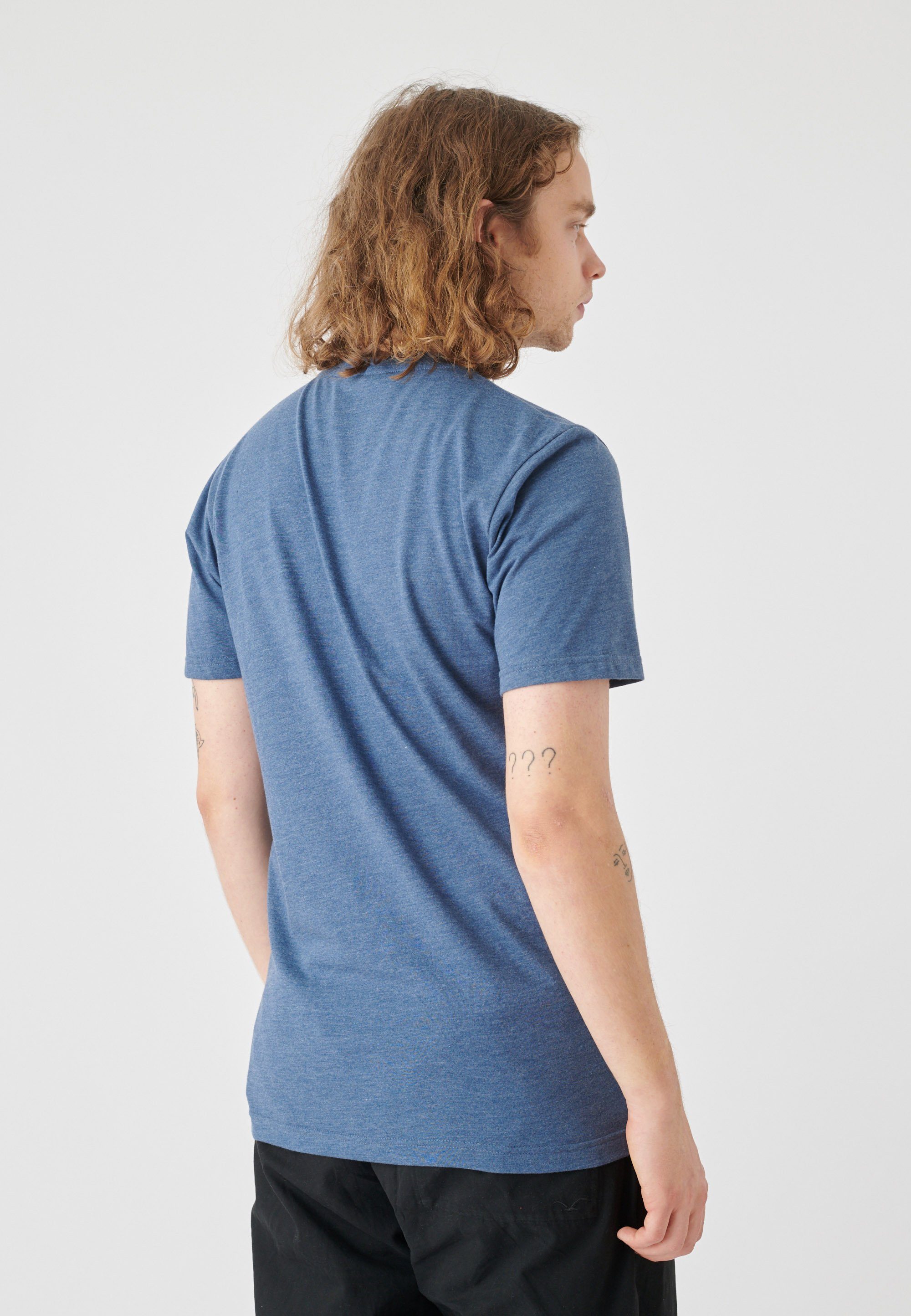 blau-blau Print Cleptomanicx T-Shirt Mowe mit klassischem
