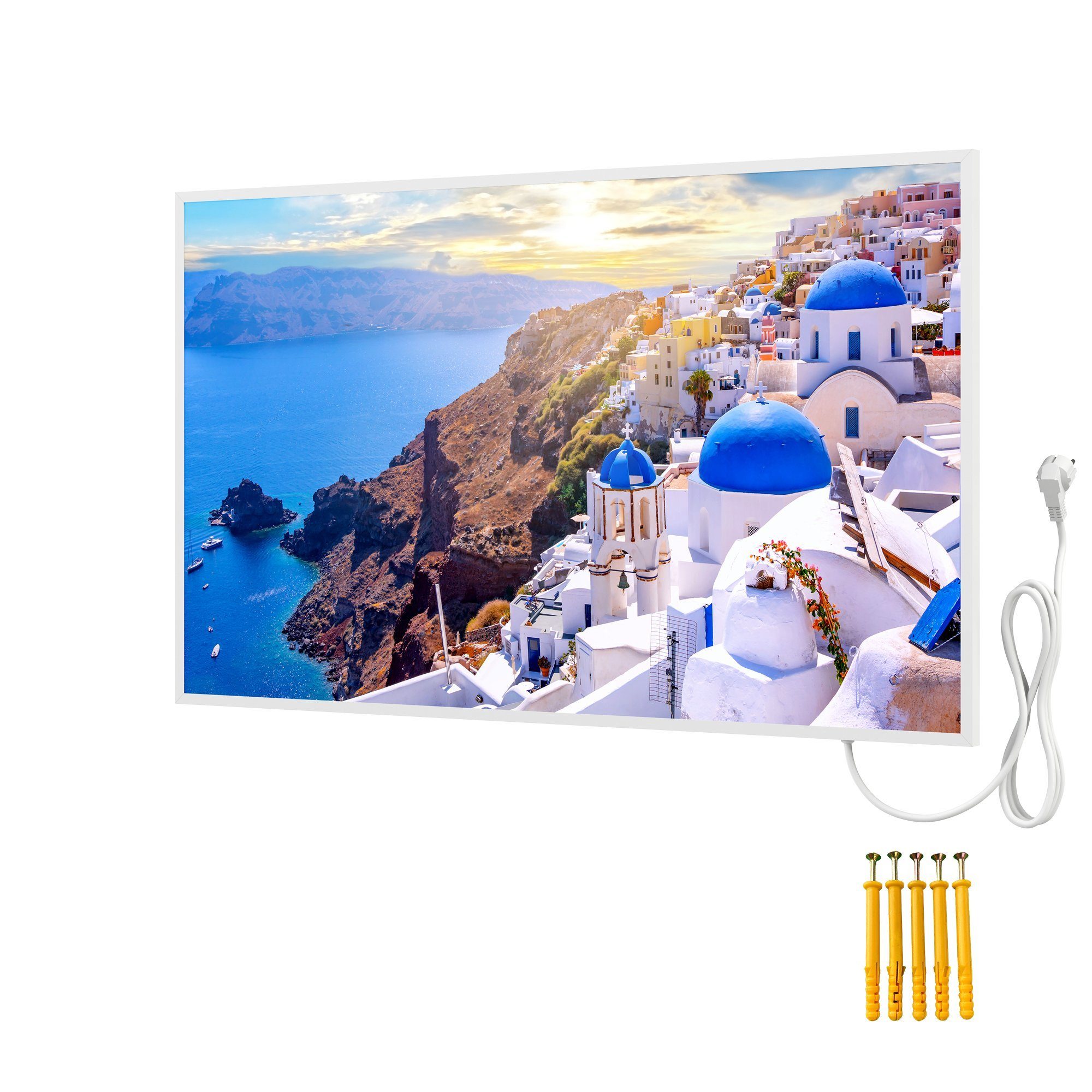 Bringer Infrarotheizung Bildheizung, Bild Infrarotheizung mit Rahmen, Motiv: Santorini, Griechenland