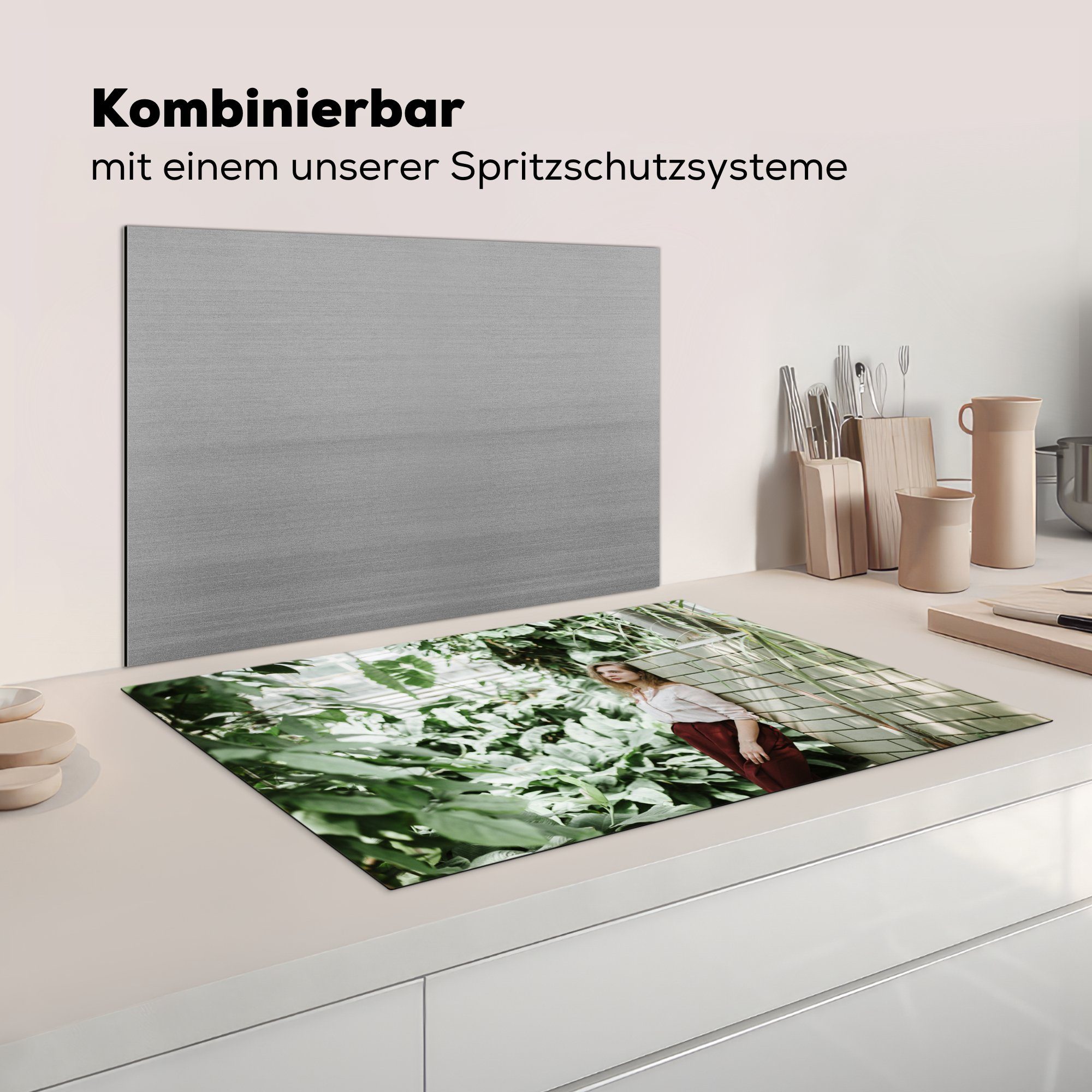 (1 im 81x52 mit Schutz Induktionskochfeld für Frau tlg), die Vinyl, Garten, Rock Ceranfeldabdeckung Herdblende-/Abdeckplatte cm, küche, MuchoWow