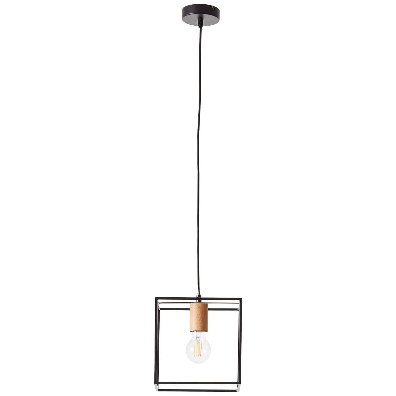 Brilliant Pendelleuchte Arica, Lampe, Arica Pendelleuchte 20x20cm schwarz/holzfarbend,  1x A60, E27, 6