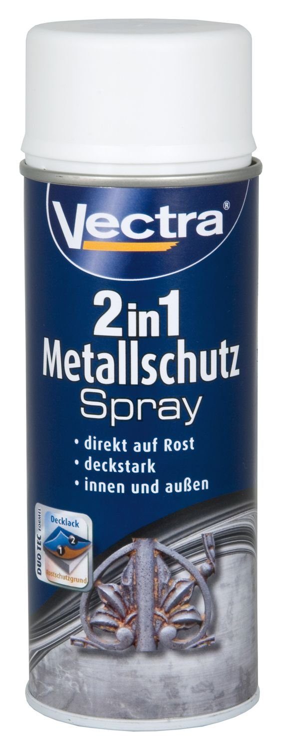 J.W. Ostendorf Vollton- und Abtönfarbe Vectra® 2in1 Metall Schutzlack Spray 400ml Lack Grundierung Rostspray weiss