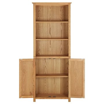 vidaXL Bücherregal Bücherregal mit 2 Türen 70x30x180 cm Massivholz Eiche, 1-tlg.