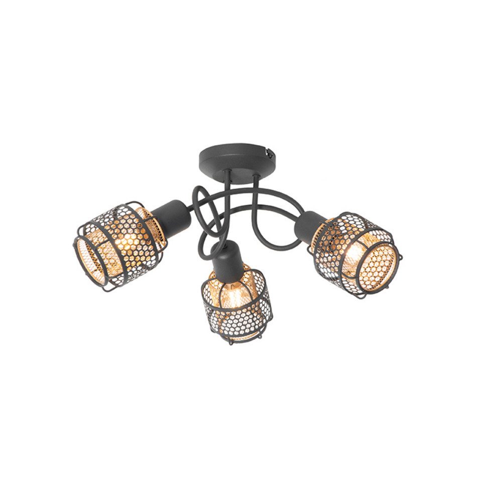 Qazqa LED Накладной прожектор Noud, ohne Leuchtmittel, E14, Schwarz, Design, Stahl, 3-flammig