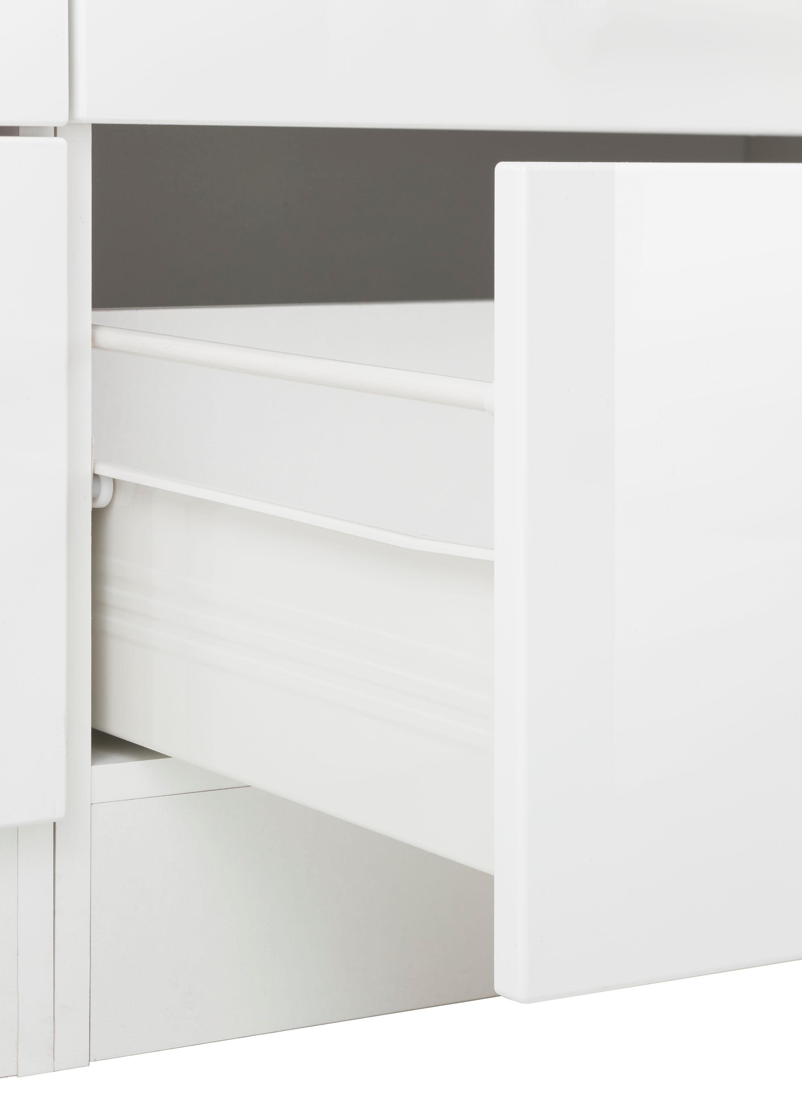 Küchenzeile 360 cm | E-Geräten, mit weiß HELD MÖBEL Breite Hochglanz Trient, weiß
