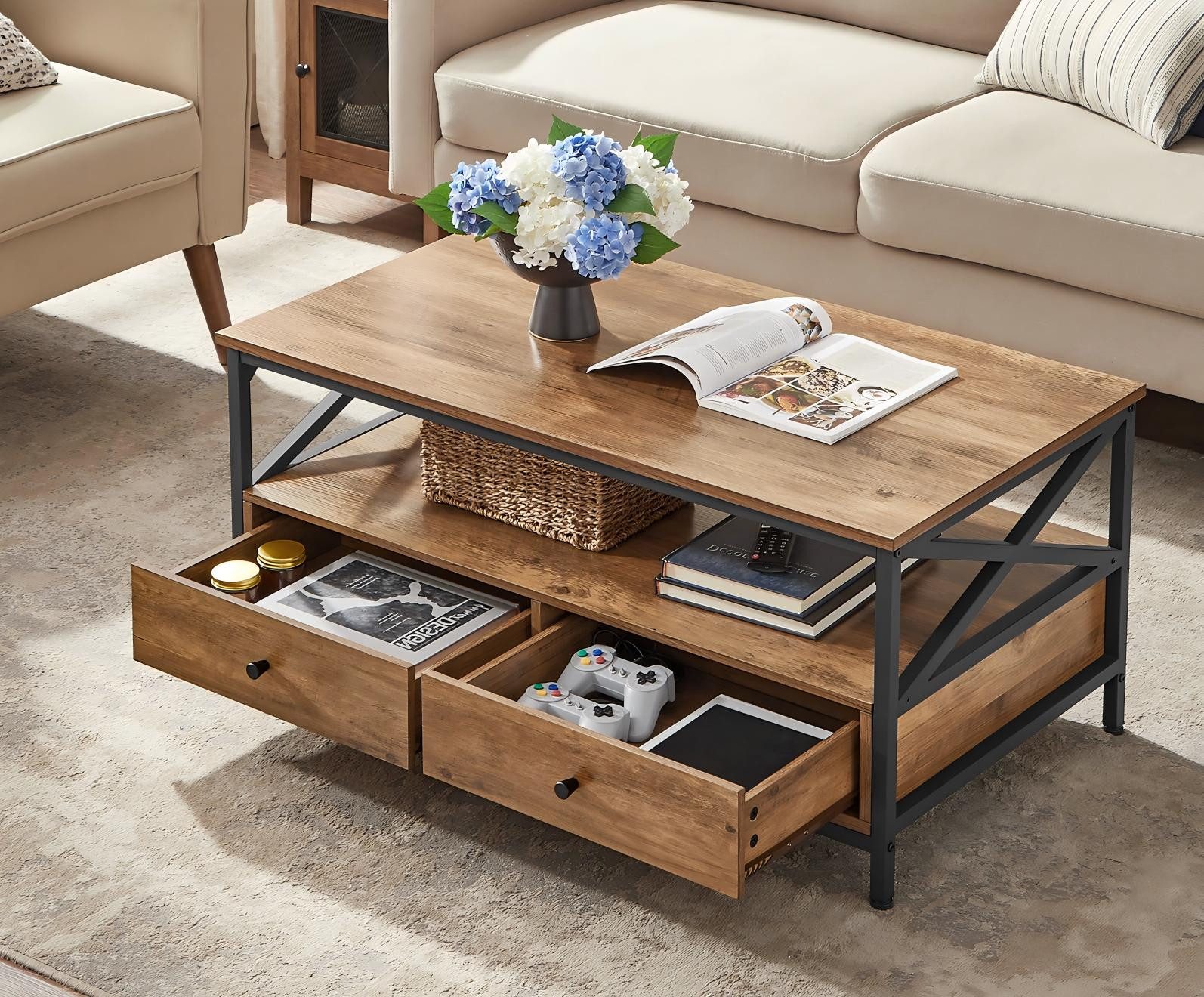 VASAGLE Couchtisch, Sofatisch, Wohnzimmertisch, 100 x 55 x 45 cm(LxBxH) günstig online kaufen