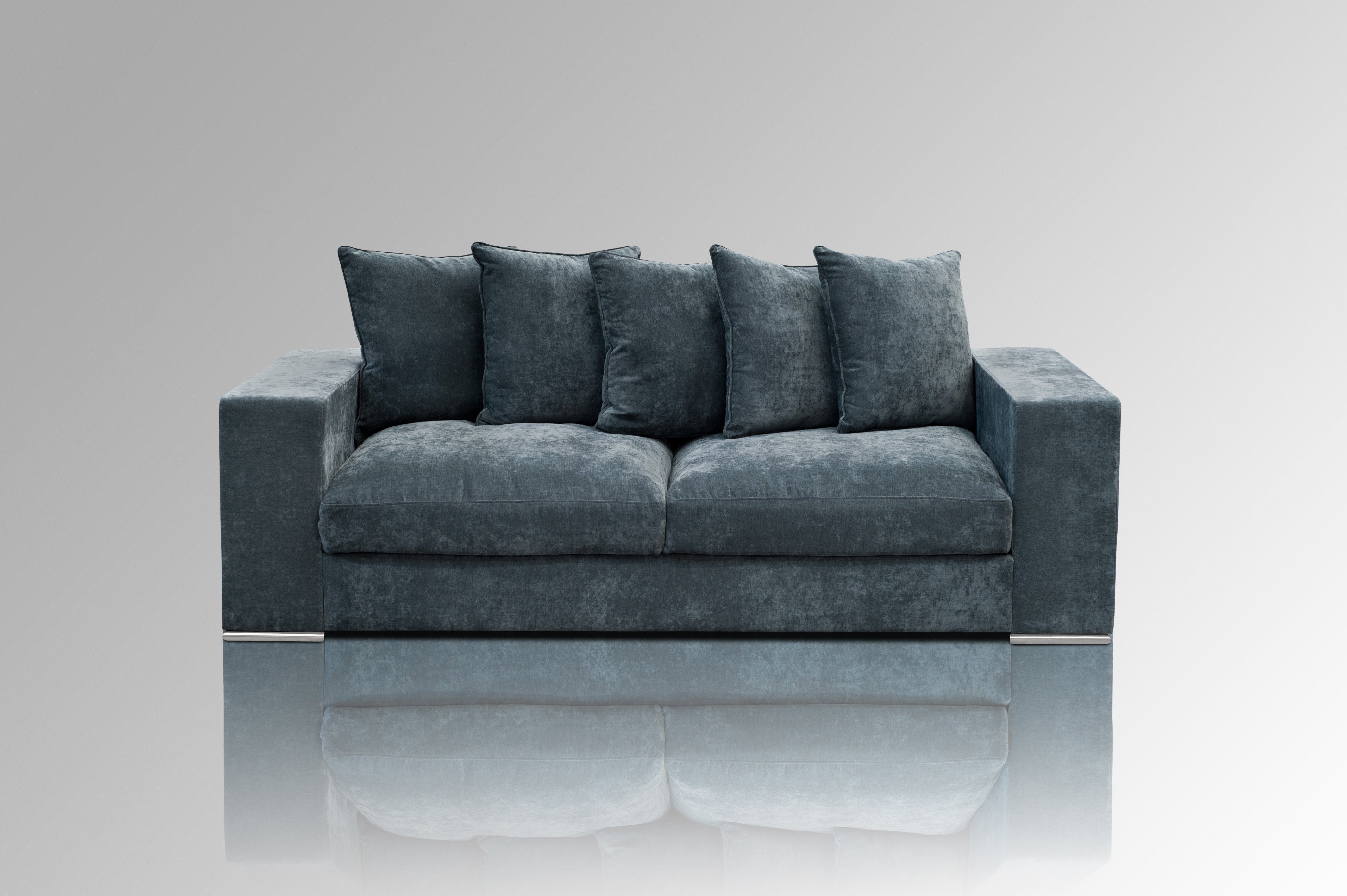 AMARIS Elements Sofa 3 Sitzer 'Cooper' Couch 2.25m, Samt od. Woll-Bezug, 4 Größen, Design trifft Qualität Blau