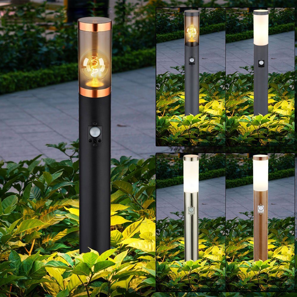etc-shop Außen-Stehlampe, mit Außenlampe Bewegungsmelder inklusive, Warmweiß, Dunkelanthrazit LED Pollerleuchte Leuchtmittel