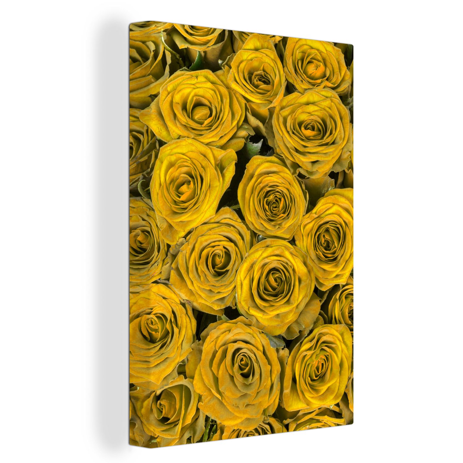 OneMillionCanvasses® Leinwandbild Rosen fertig - (1 - Gelb, Gemälde, 20x30 inkl. bespannt St), cm Zackenaufhänger, Leinwandbild Blumenstrauß
