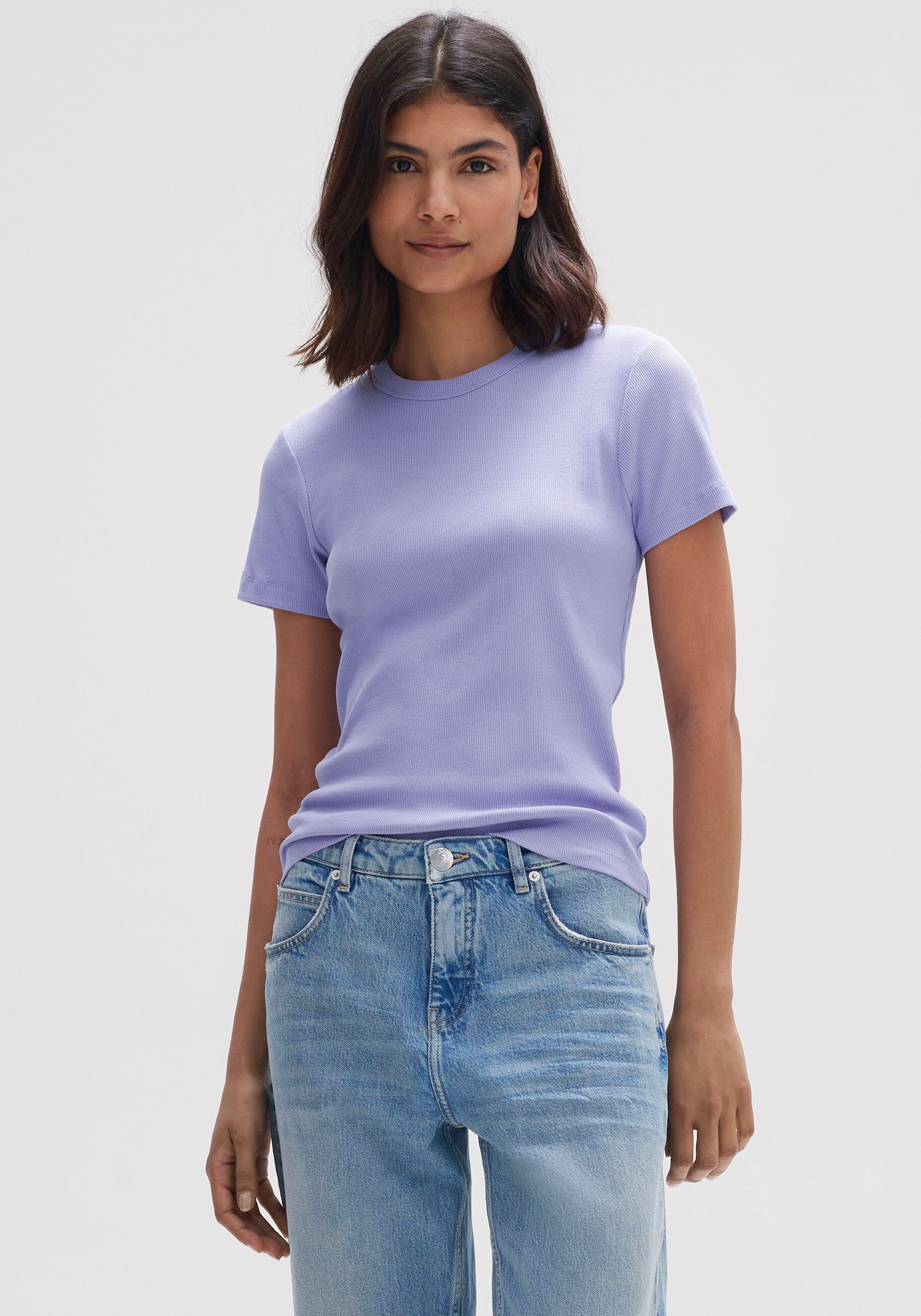 OPUS T-Shirt Samuna in feiner viola soft Rippqualität