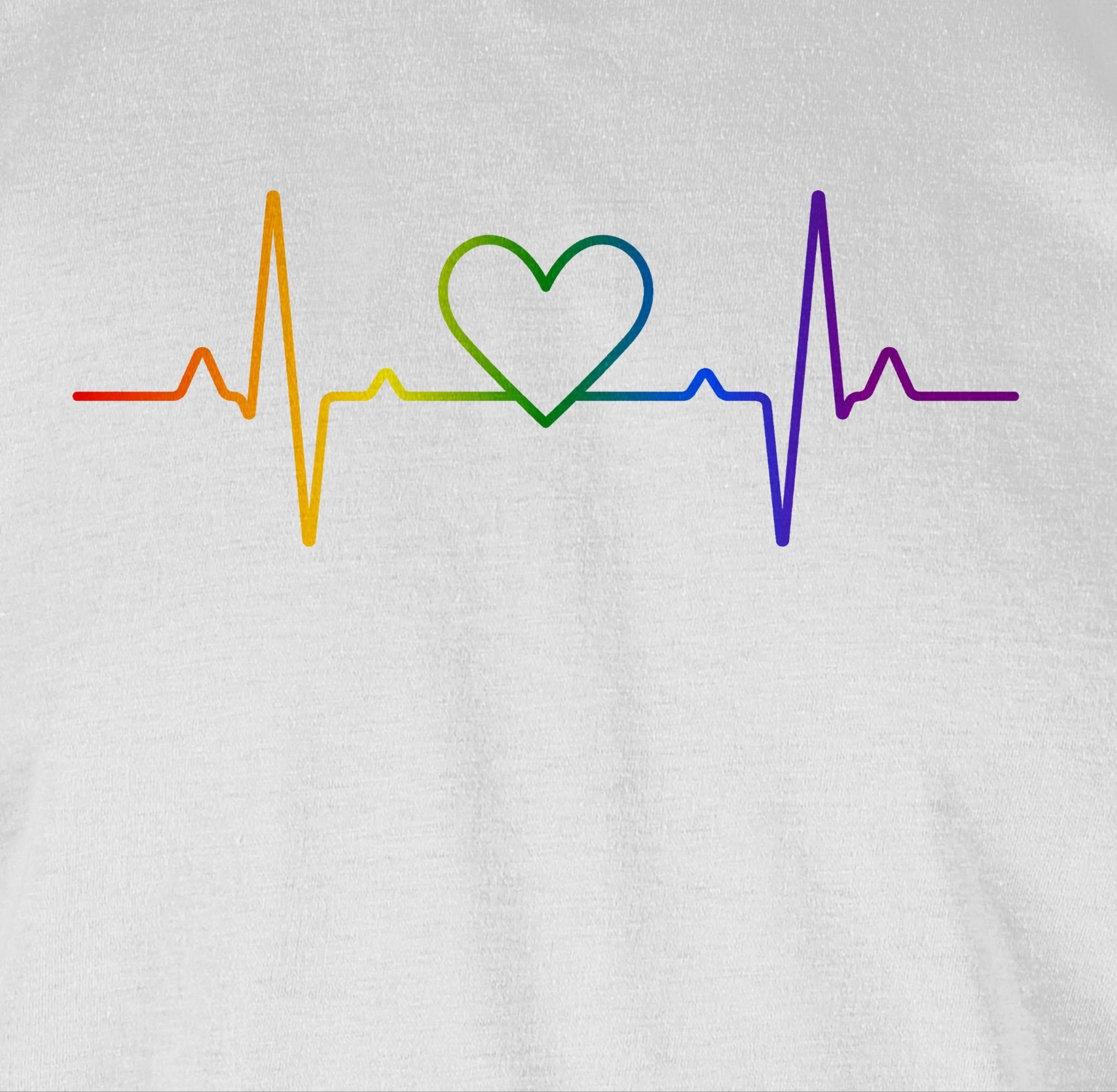 Weiß Kleidung T-Shirt Regenbogen 01 Shirtracer Pride LGBT Herzschlag