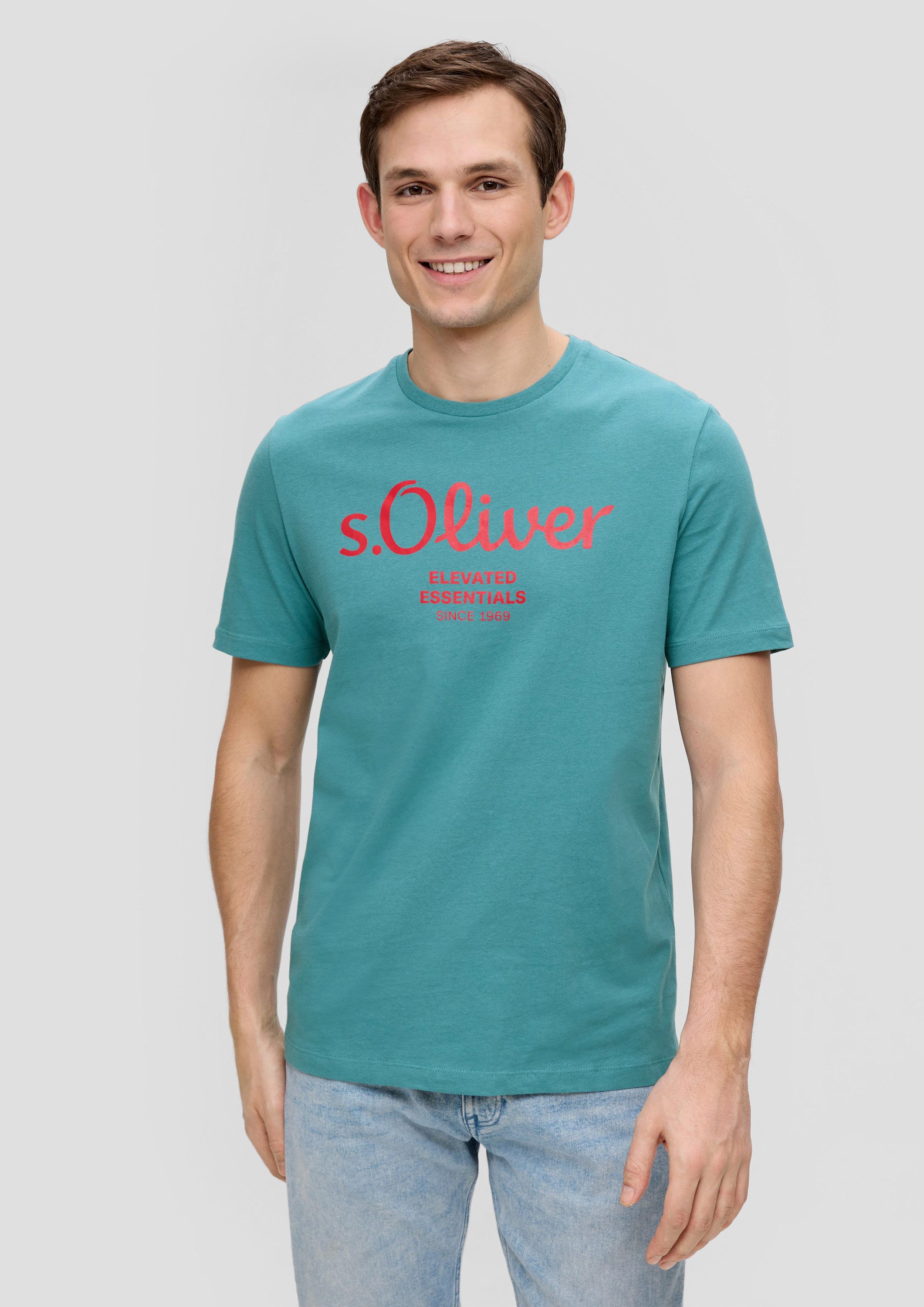 s.Oliver Kurzarmshirt T-Shirt Baumwoll-T-Shirt mit Logo-Print günstig online kaufen