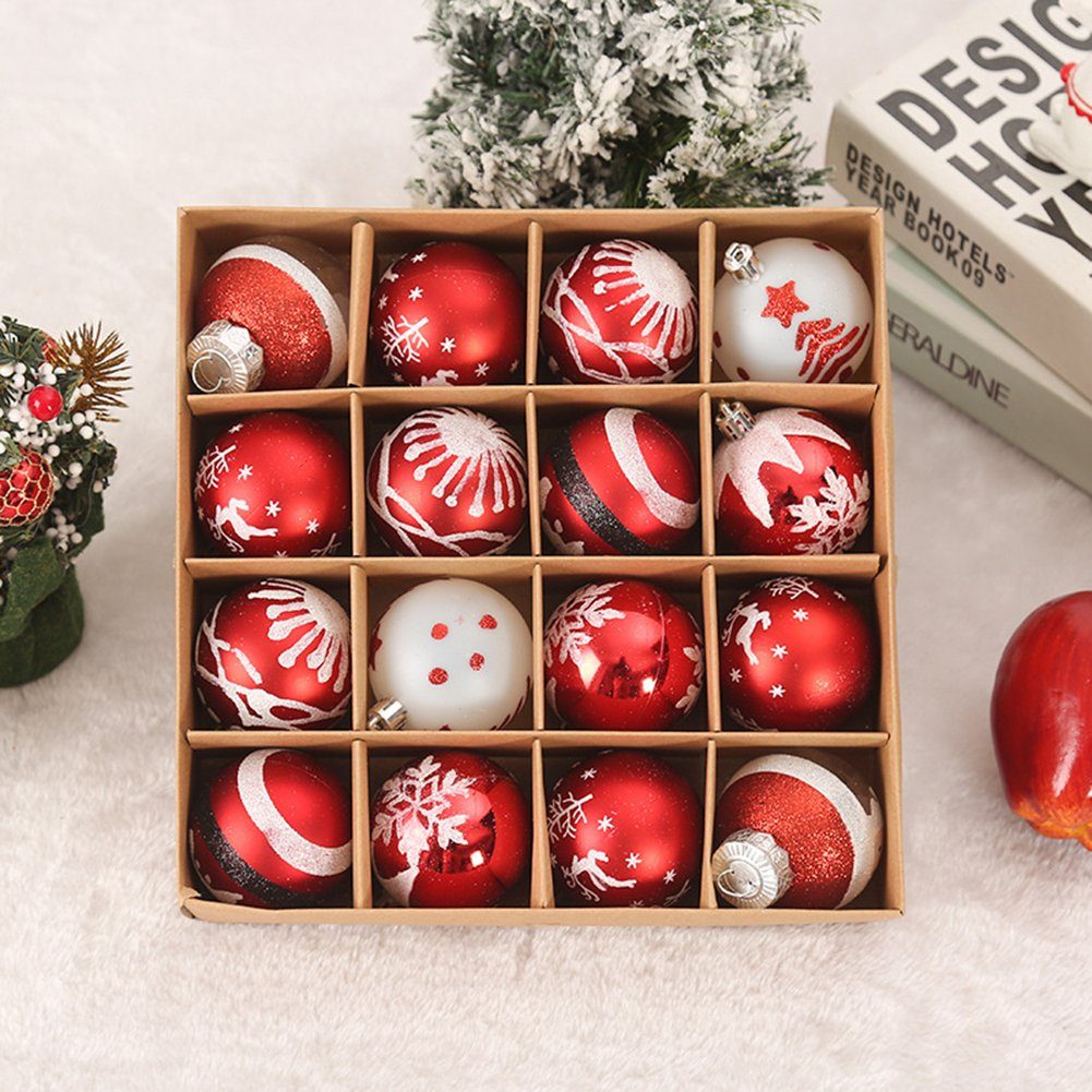 Weihnachtskugeln,Kunststoff Rot Christbaumschmuck HALWEI Christmas Bälle Dekorationen 16 Stücke