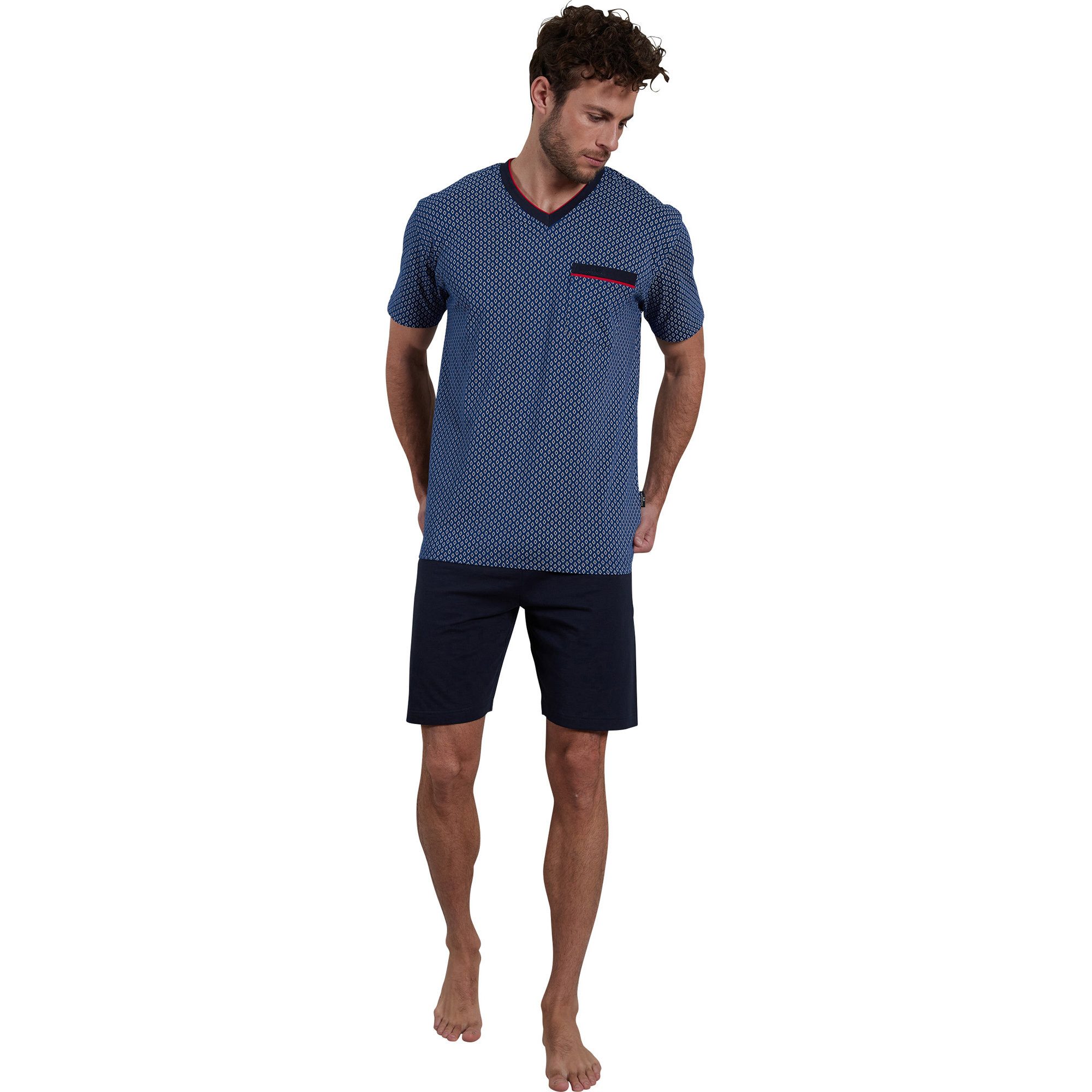 GÖTZBURG Pyjama Herren-Shorty Single-Jersey gemustert günstig online kaufen