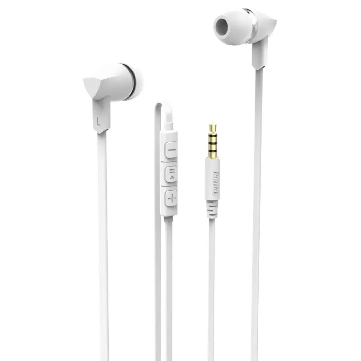 Hama JOY In-Ear Headset 3,5mm Klinke Ohrhörer Weiß Smartphone-Headset (Anruffunktion, Mikrofon, Wiedergabe-Steuerung, Lautstärkenreglung, Google Assistant, Siri, 3,5mm, Mikrofon Fernbedienung Silikon-Ohrpolster Klinken-Stecker Ohrhörer)