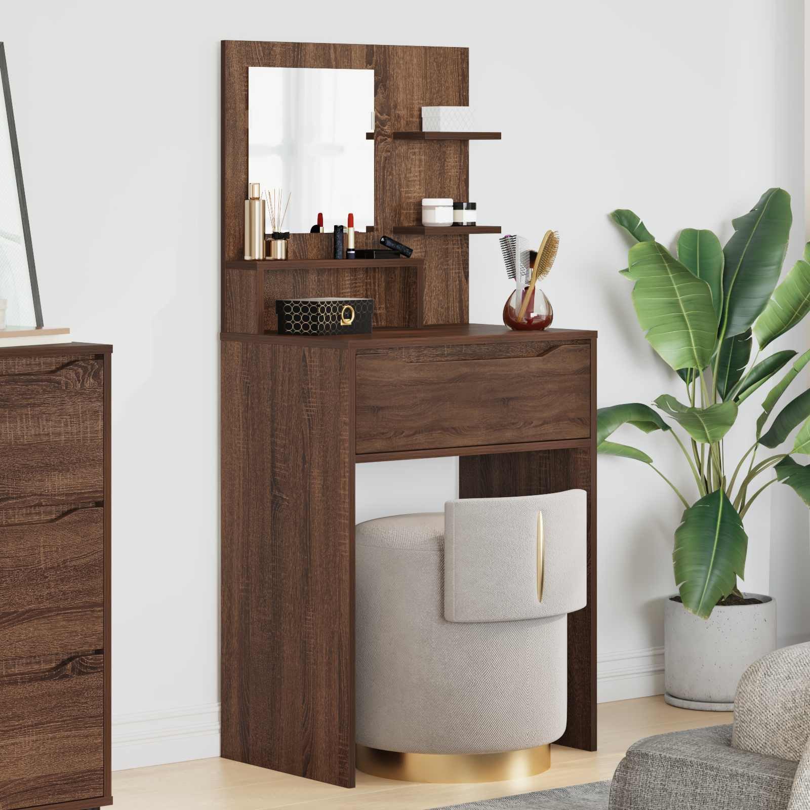 vidaXL Schminktisch Schlafzimmer-Frisiertische Braun Eichen-Optik Holzwerkstoff (1-St)