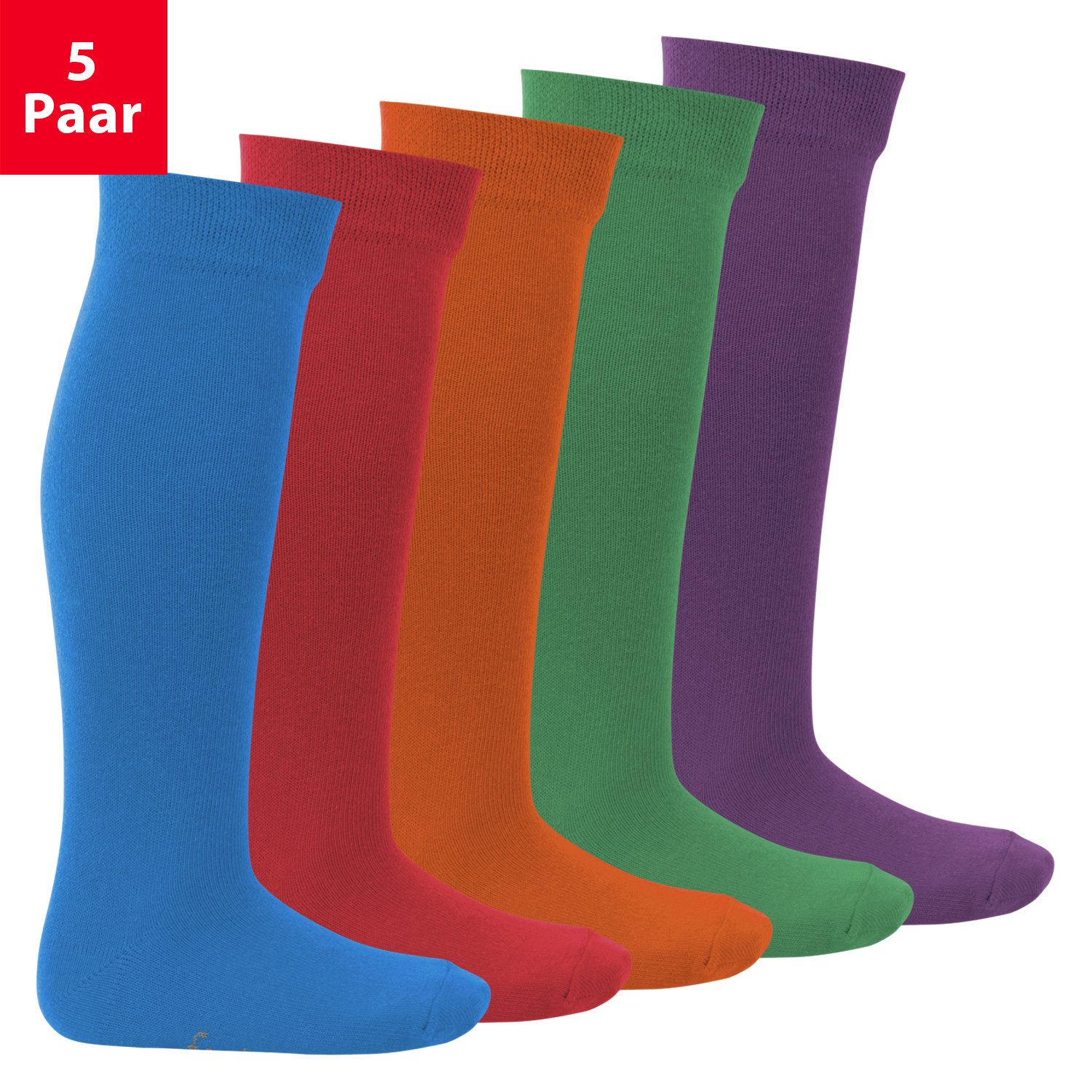 Footstar Langsocken EVERYDAY! 5 Paar Kinder Kniestrümpfe Lange Socken für Mädchen & Jungen