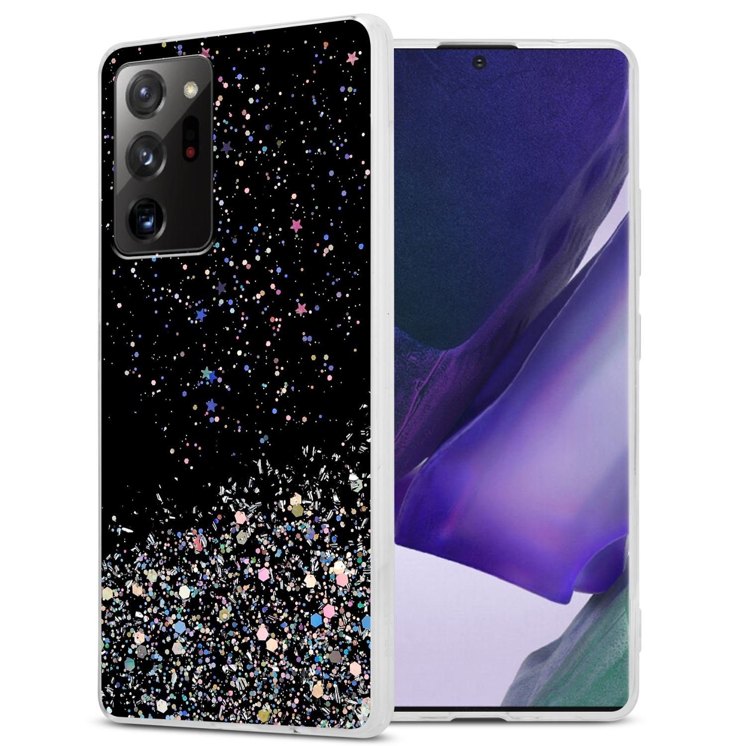 Cadorabo Handyhülle für Samsung Galaxy NOTE 20 ULTRA Hülle Samsung Galaxy NOTE 20 ULTRA, Flexible TPU Silikon Handy Schutzhülle - Hülle - mit Glitzer