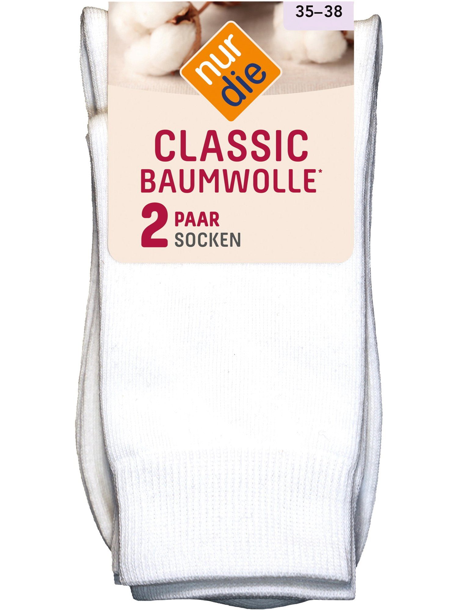 (2-Paar) Freizeitsocken Nur Baumwolle Classic Die 2er-Pack weiß