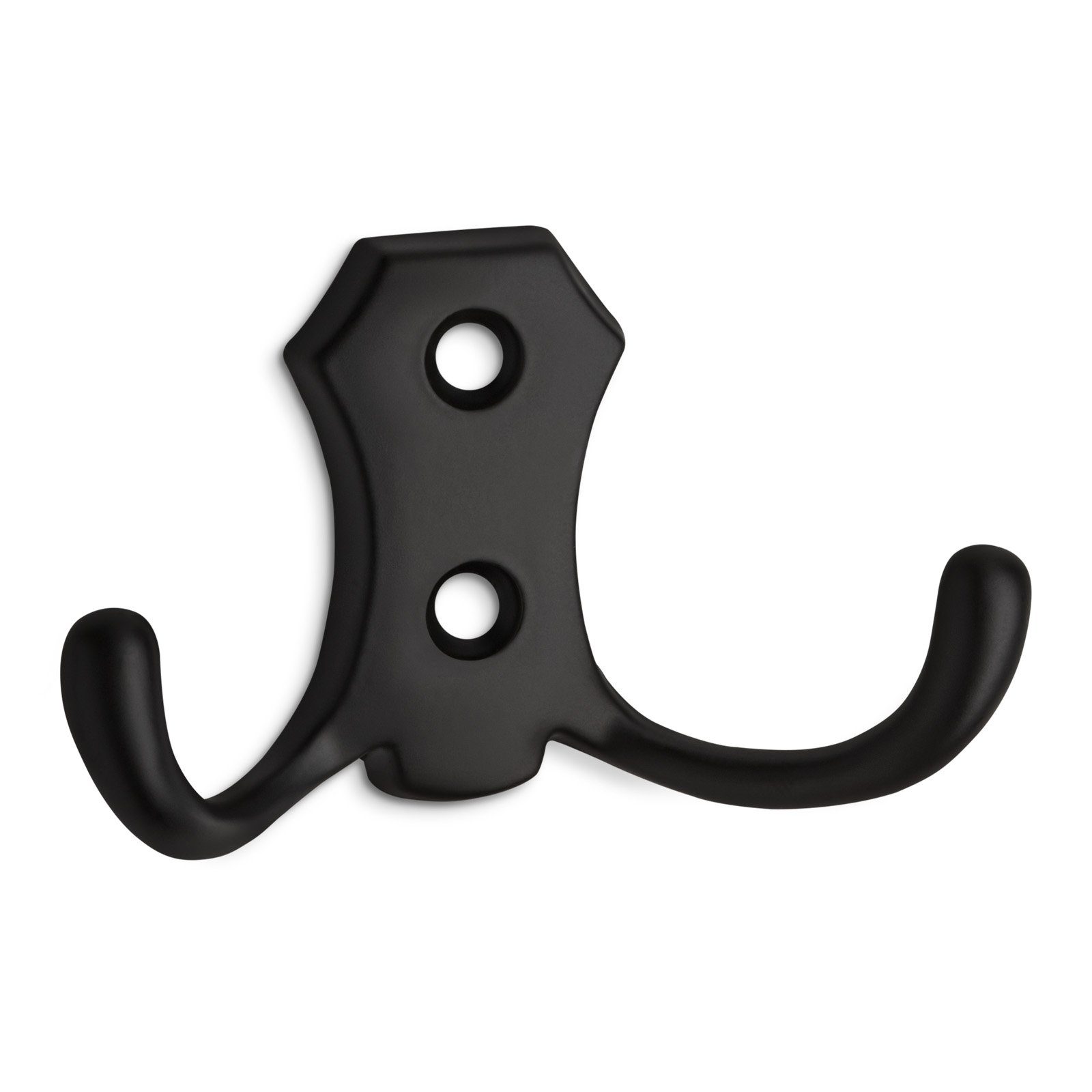 SO-TECH® Garderobenhaken LENA, Lochabstand 20 mm, zwei Größen, Metall massiv, Schwarz, Höhe 48 mm, 2-fach, inkl. Schrauben