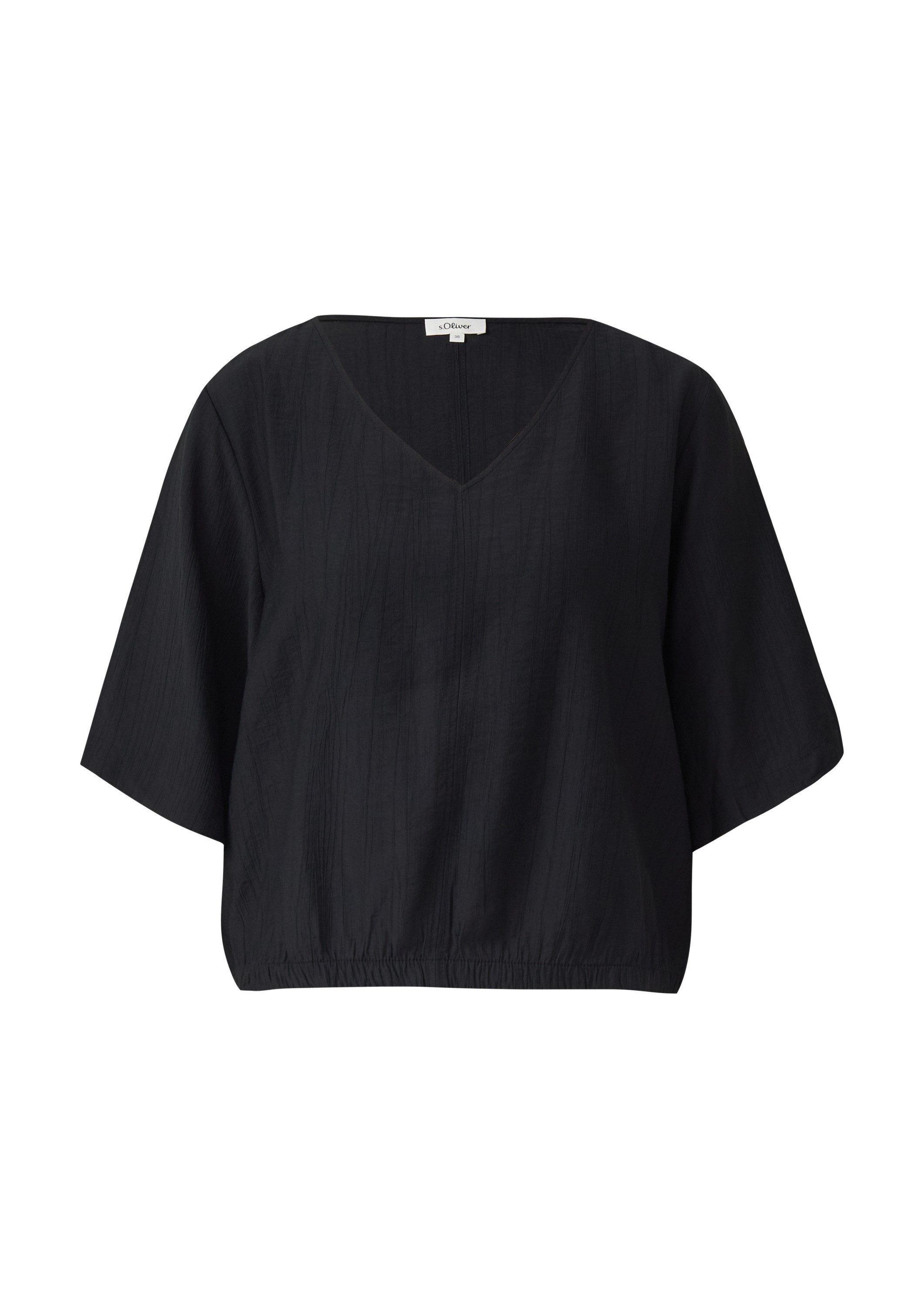 s.Oliver Kurzarmbluse Bluse Strukturierte Bluse im O-Shape