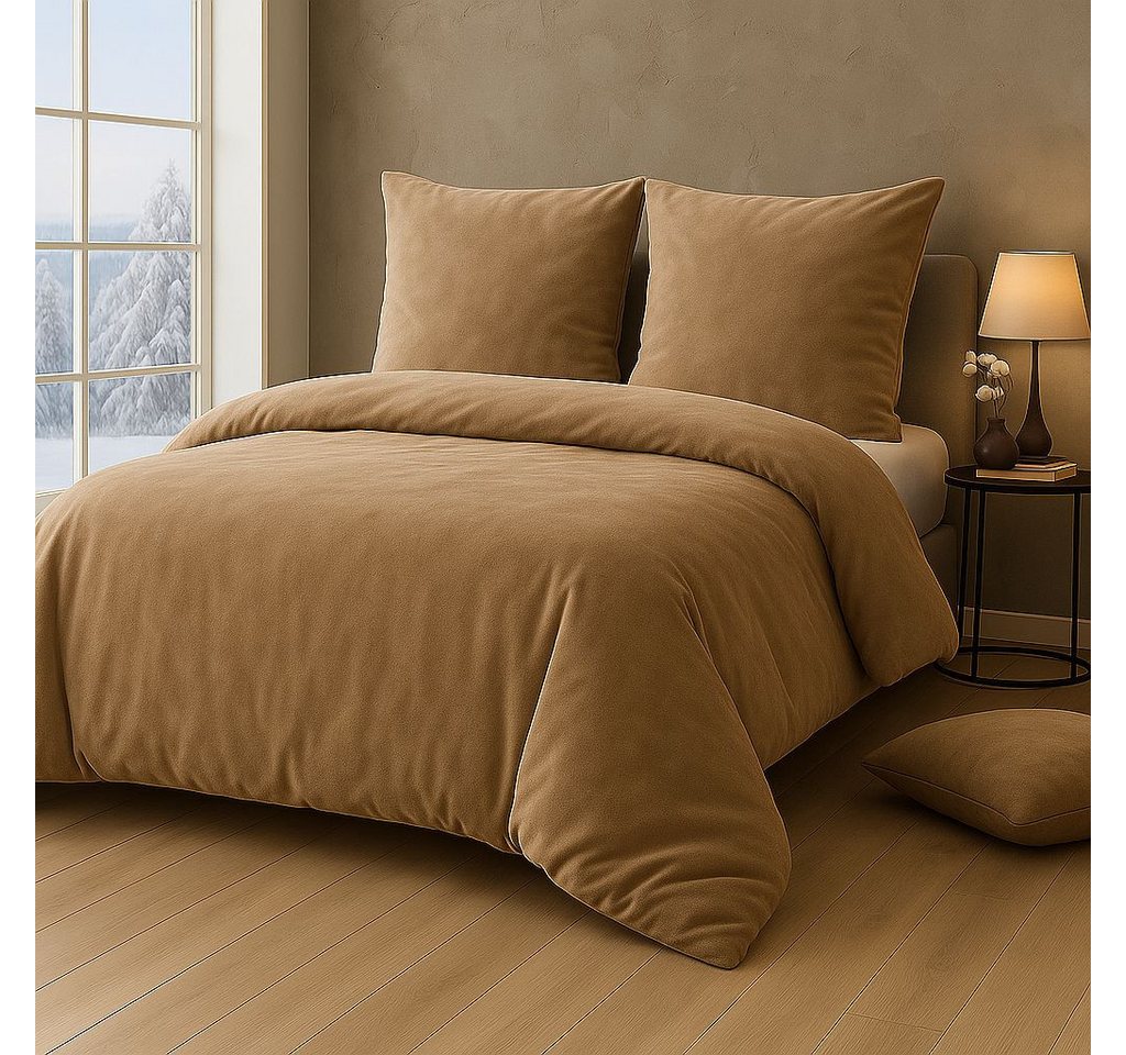Malika Bettwäsche aus 100% Mikrofaser, 200x200 + 2x 80x80 cm Cashmere Touch, Taupe, Cashmere Touch, 3 teilig, Für Allergiker geeignet, pflegeleicht, angenehm weicher Stoff