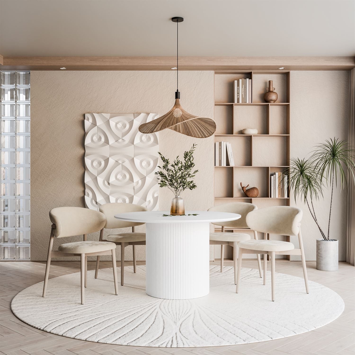 Lookway Esstisch OVI Runder Tisch mit geriffeltem Gestell (1x Tisch), Durchmesser: ⌀120 cm