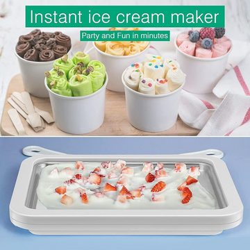 KARLE Eismaschine Eiscreme Roller Maker Pan mit 2 Spateln, Eiscreme Maschine, Ice Rolls Platte, Eiscreme Maker, für Sorbet, Frozen Yogurt, Gelato