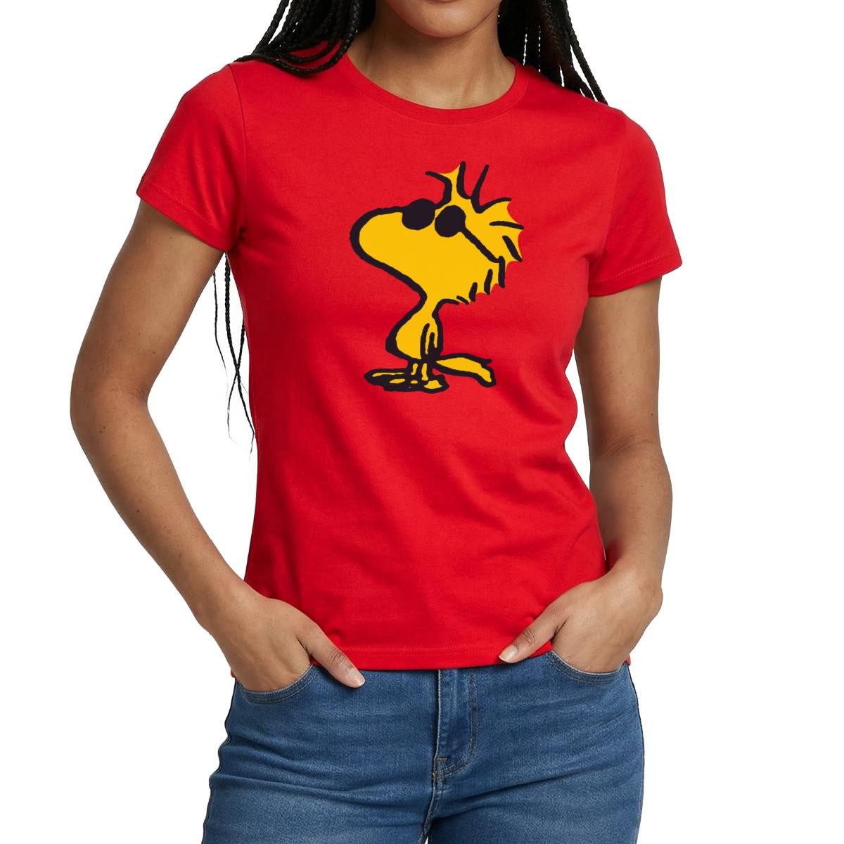 Spreadshirt T-Shirt Peanuts Woodstock Sonnenbrille Cool Frauen T-Shirt (1-tlg) Slim Fit, fällt klein aus