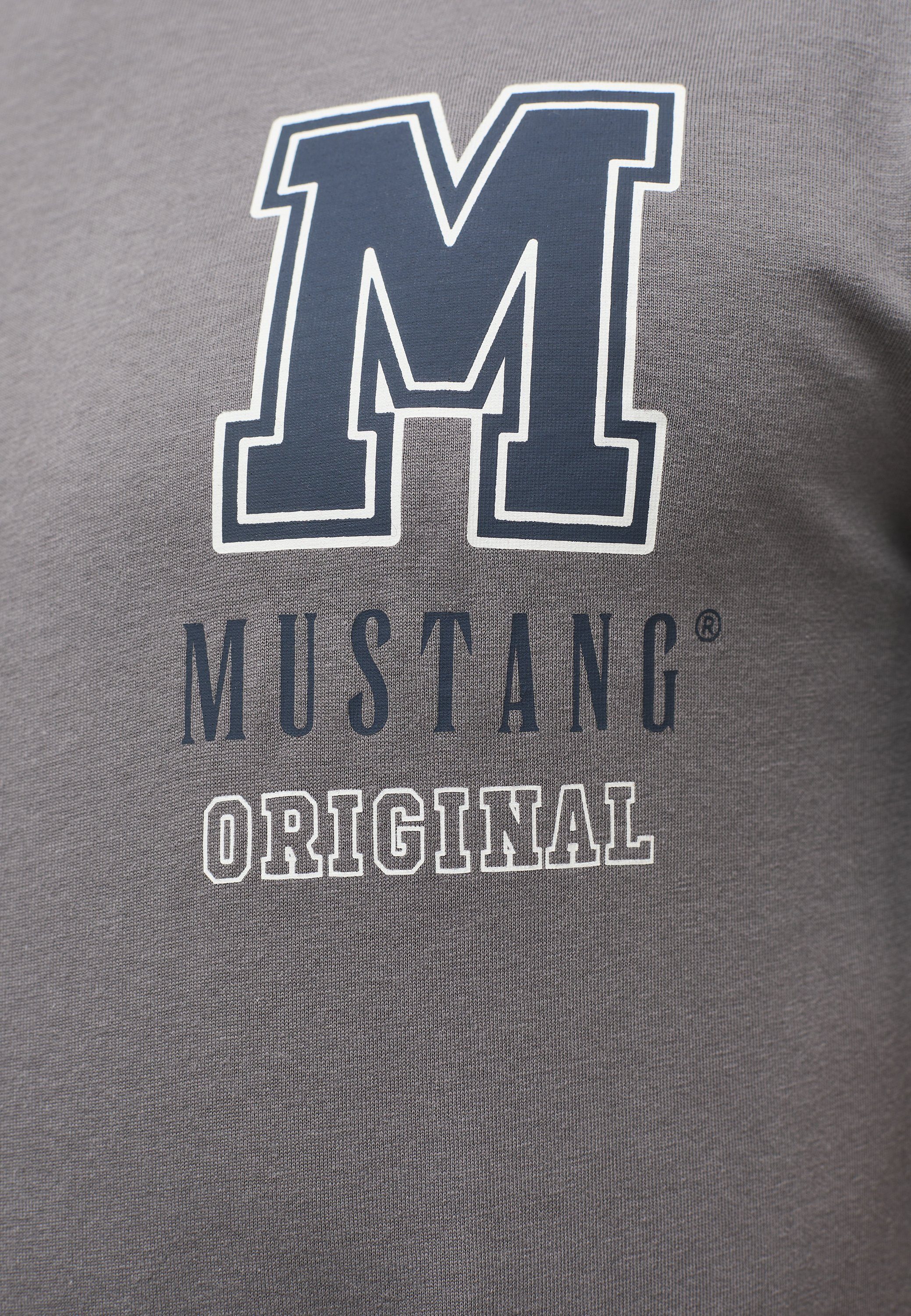 Print-Shirt Mustang mittelgrau MUSTANG Kurzarmshirt