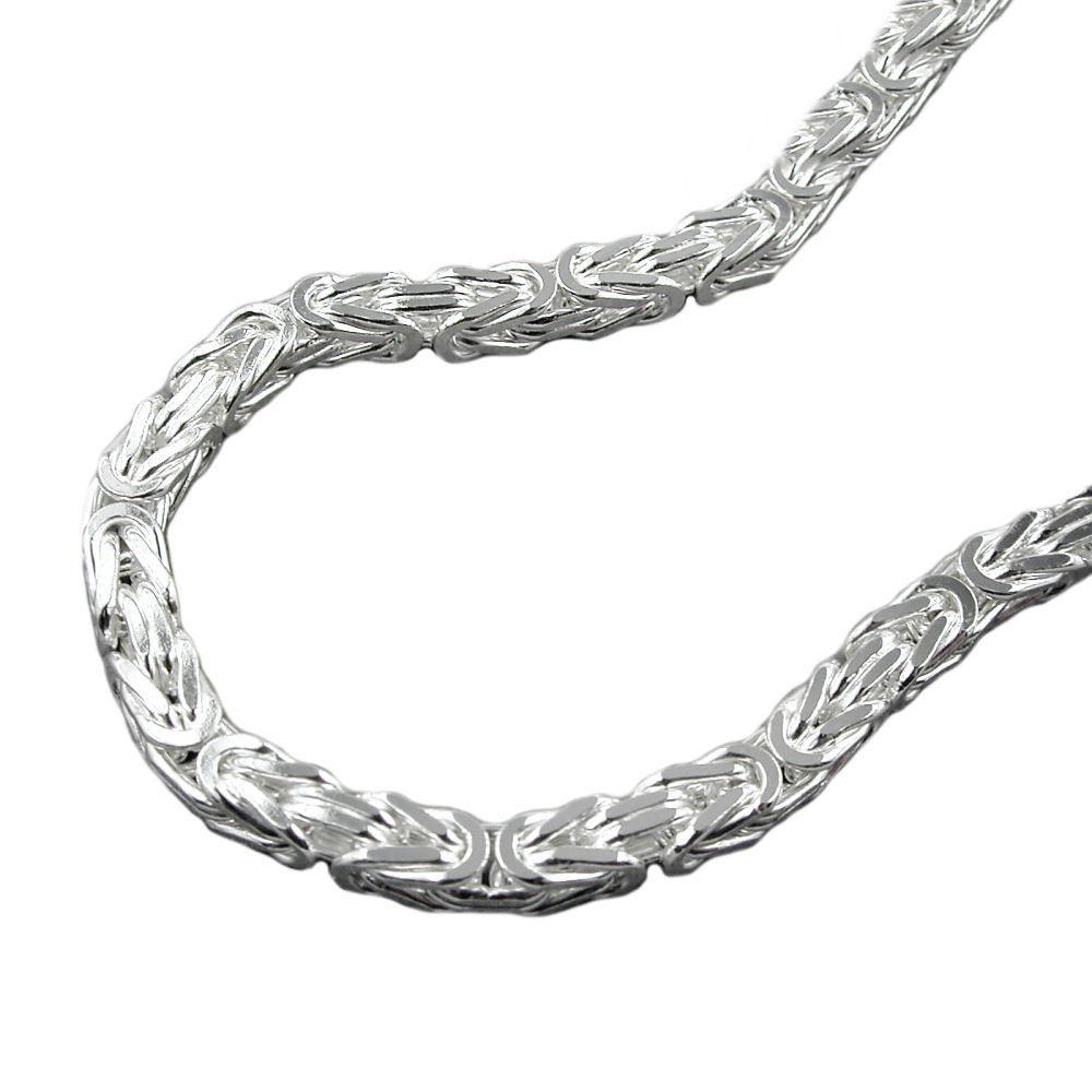 Herren Schmuck unbespielt Silberkette Halskette Kette 3 mm Königskette vierkant glänzend 925 Silber 50 cm inklusive Schmuckbox, 