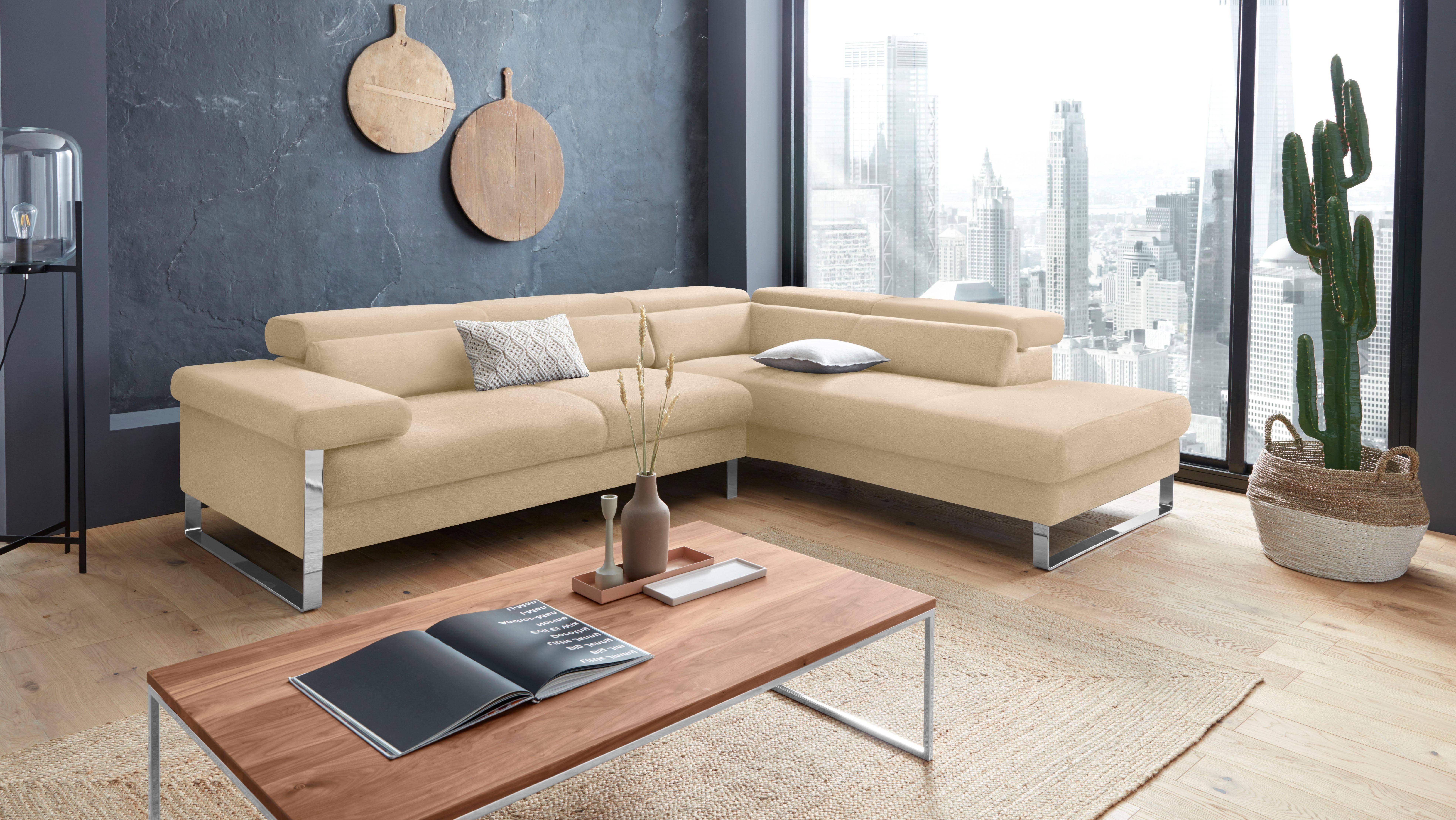 W.SCHILLIG Ecksofa finn, toller Sitzkomfort, L-Form, hochwertige Verarbeitungsdetails, German Design Award 2016, Fußgestell Chrom glänzend, Breite 281 cm