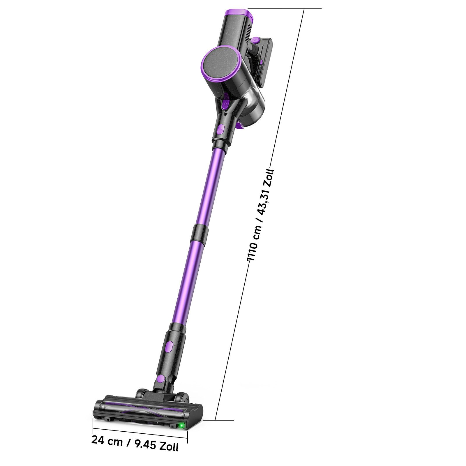 lubluelu Akku-Hand-und Stielstaubsauger P4 kabellos 50 Minuten Laufzeit Akkustaubsauger mit Geen LED, 150 W, beutellos, 30 kPa / Staubentleerung mit einem Klick