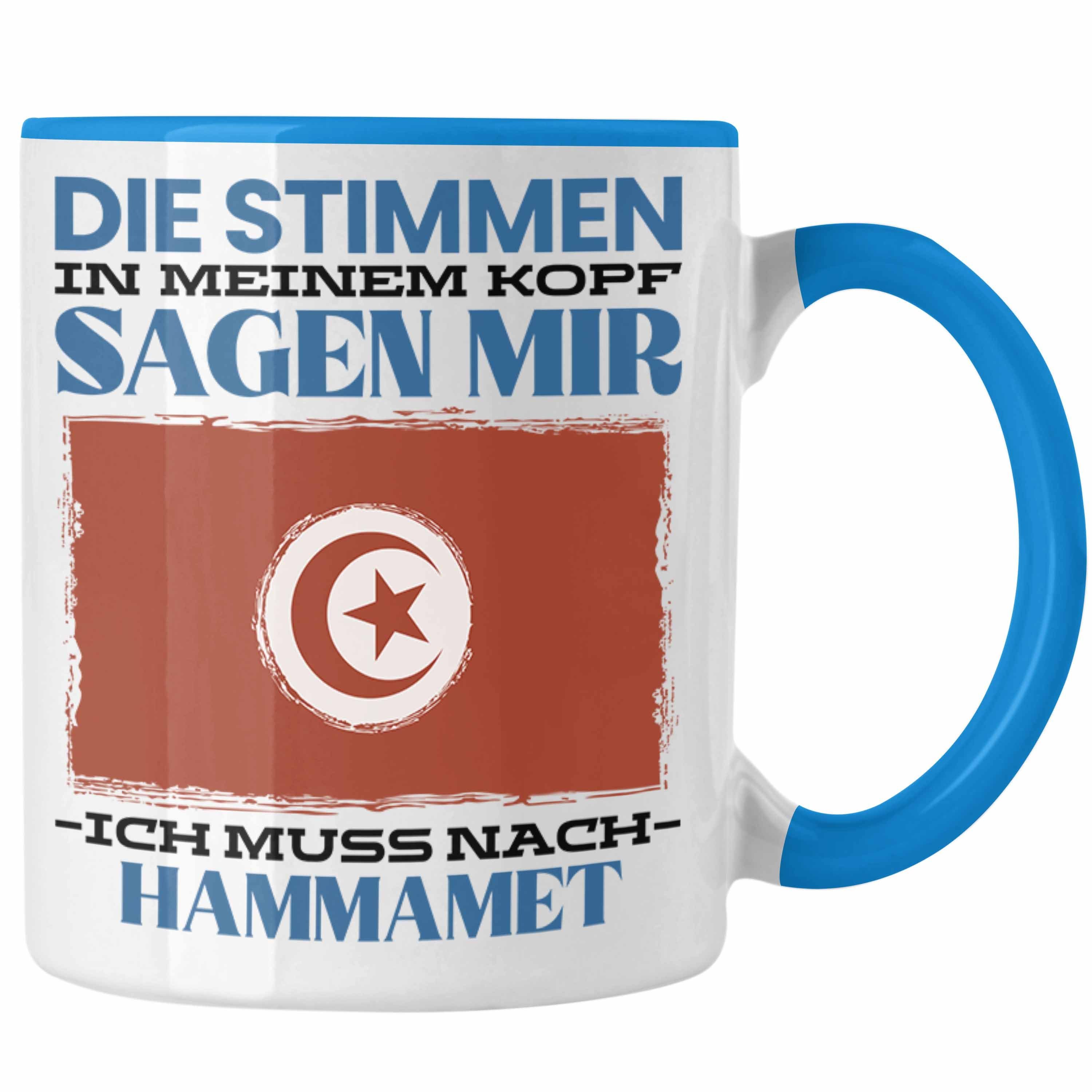Trendation Tasse Hammamet Tasse Urlaub Heimat Geschenk Spruch Tunesien Geschenkidee Blau