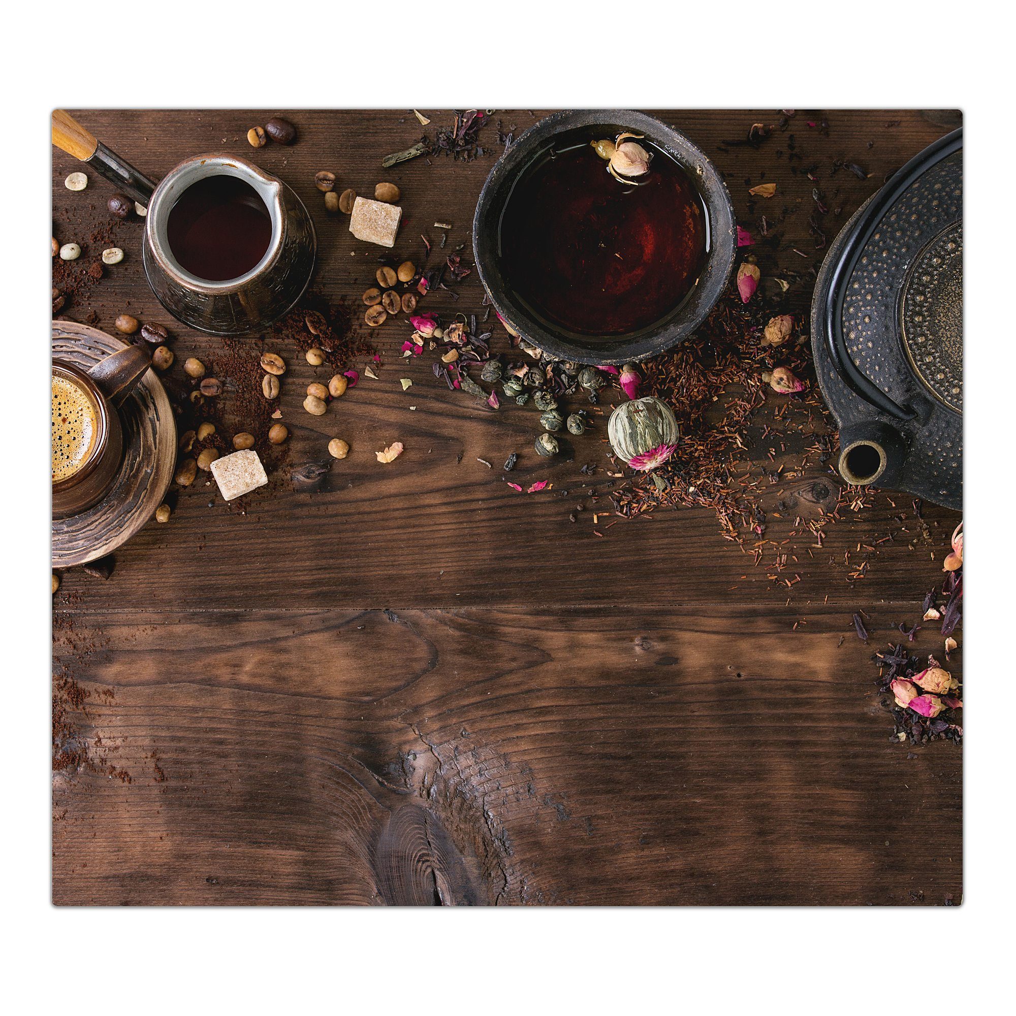 Spritzschutz Tisch, Herdabdeckplatte Glas, Glas Tee (1 Kaffee tlg) aus Herd-Abdeckplatte und Primedeco auf