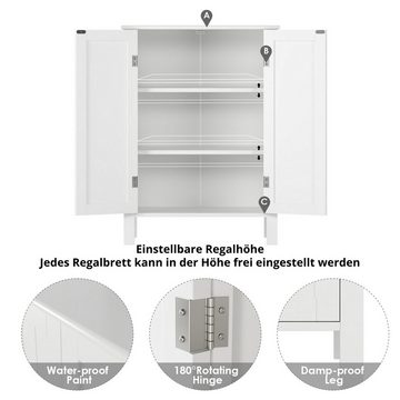 Homfa Badkommode, Badezimmerschrank mit Türen, Sideboard weiß 80 x 58 x 28cm