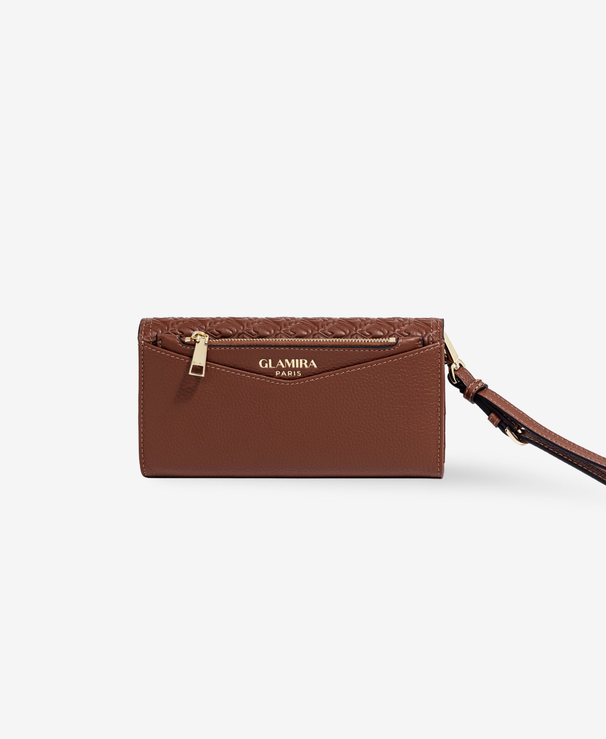 GLAMIRA Handtasche Glamouré Soir Braune Geldbörse (Set, 2-tlg., mit Kartenetui), abnehmbares Handgelenkband