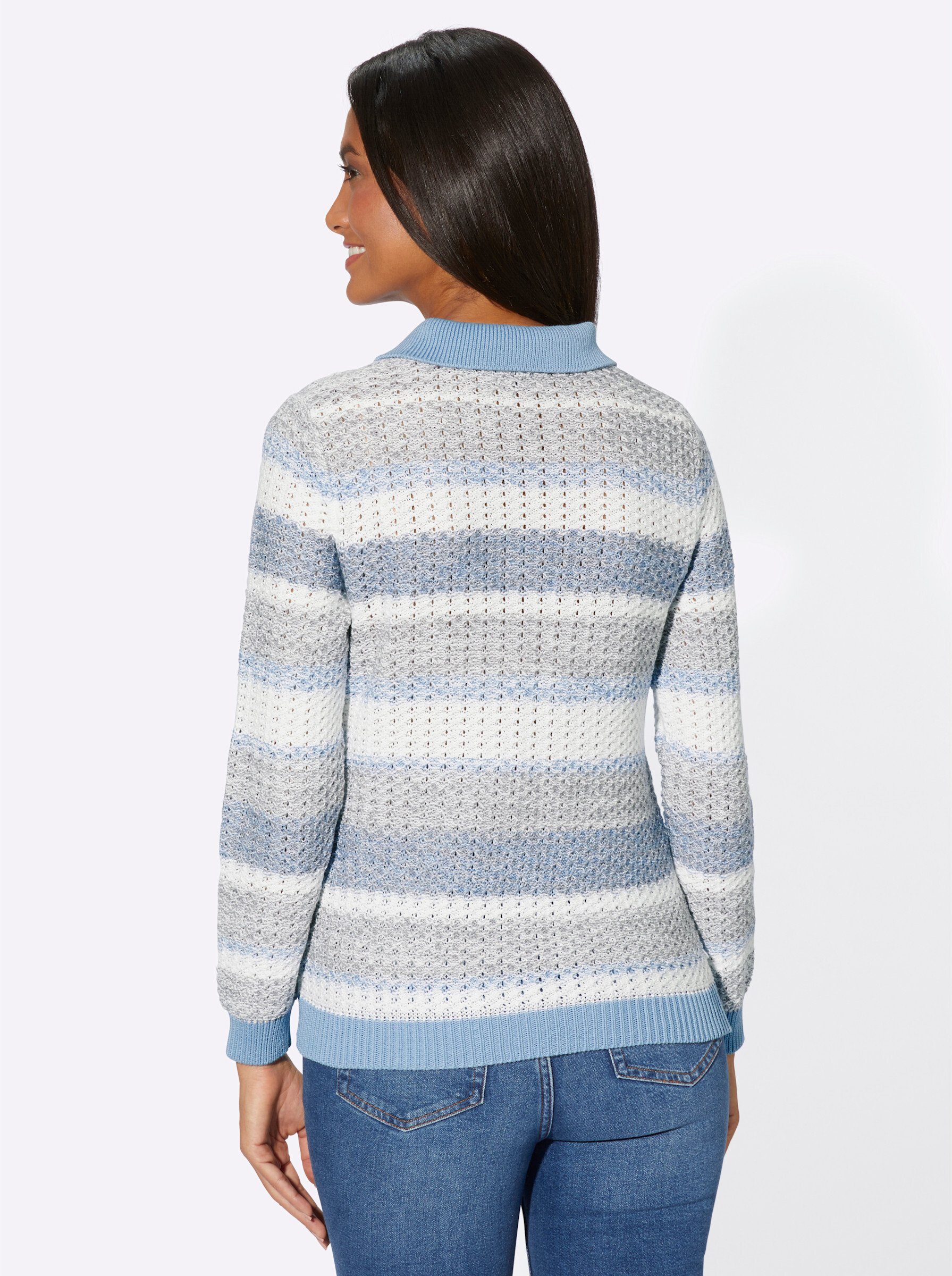 WITT bleu-steingrau-geringelt WEIDEN Strickpullover