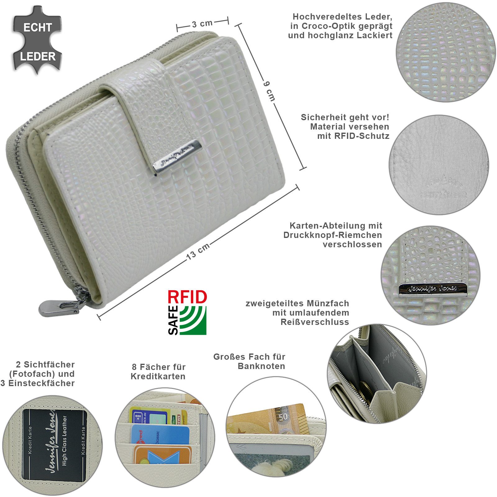 J JONES JENNIFER JONES Geldbörse Echt Leder Damen Portmonee mit RFID-Schutz günstig online kaufen