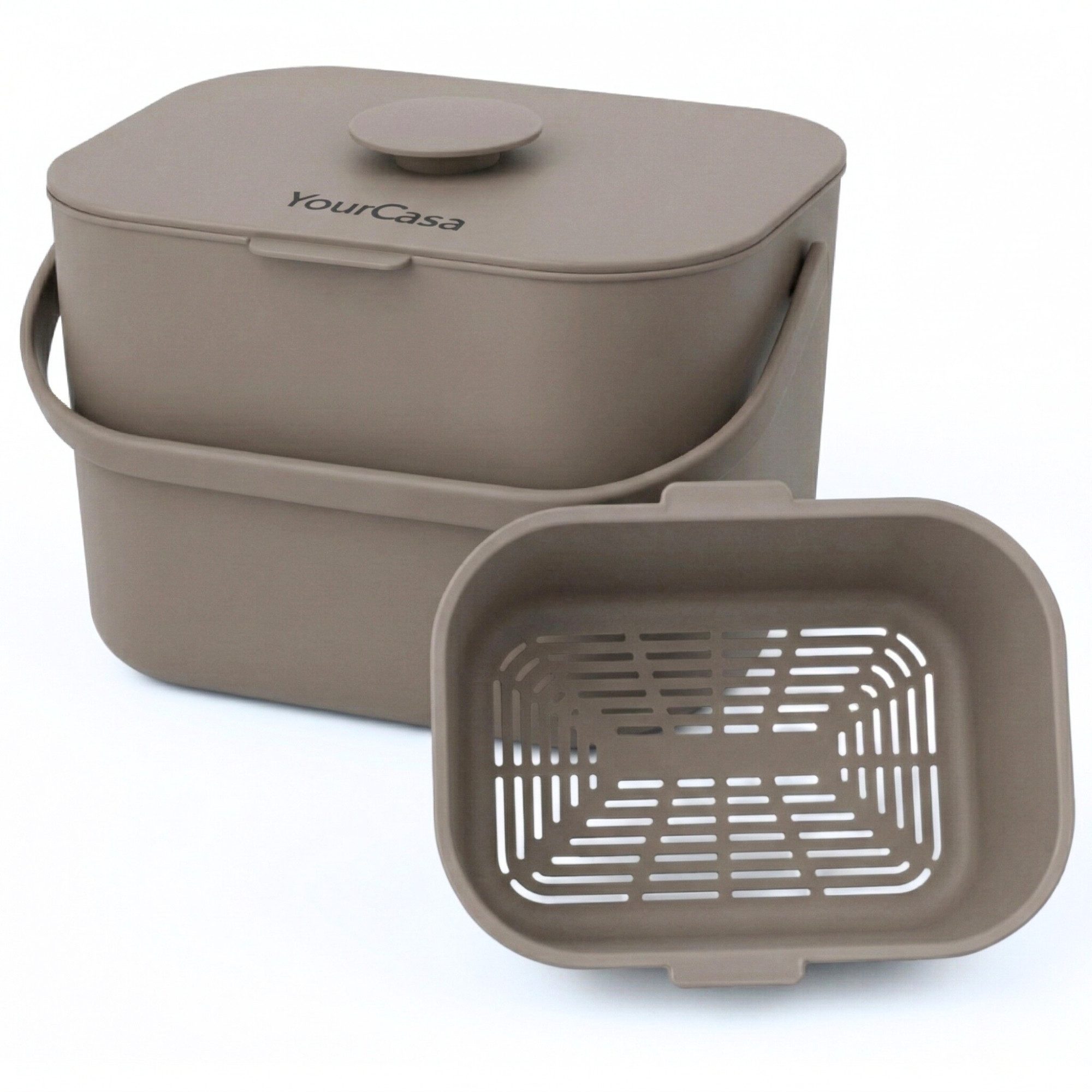 YourCasa Biomülleimer Küche 5L - Komposteimer Küche mit Sieb Spülmaschinenfest, Fassungsvermögen 5L, Spülmaschinenfest