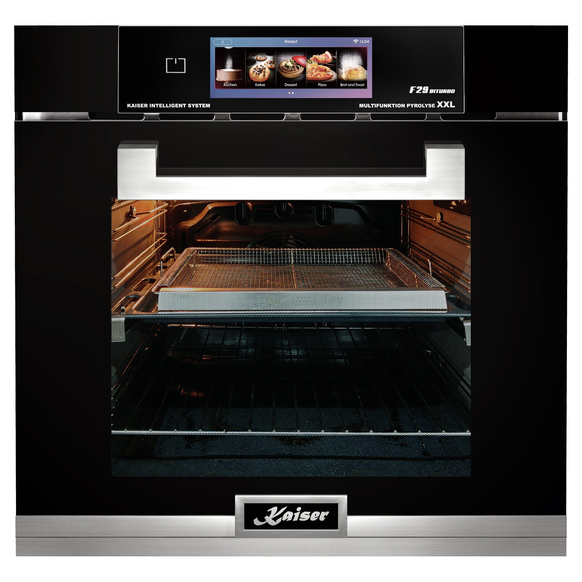 Kaiser Küchengeräte Backofen-Set Einbauherd 60 cm, FlexInduktion, Air Fry, Pyrolyse, TFT Touch Display, XXL Backofen 81 L EH6344N+KCT 6110 FI, mit 1-fach-Teleskopauszug, Pyrolytische Selbstreinigung, Dampfreinigung (Hydrolyse), Air Fry, Pyrolyse, FlexInduktion, XXL Backofen 81 L, TFT Touch