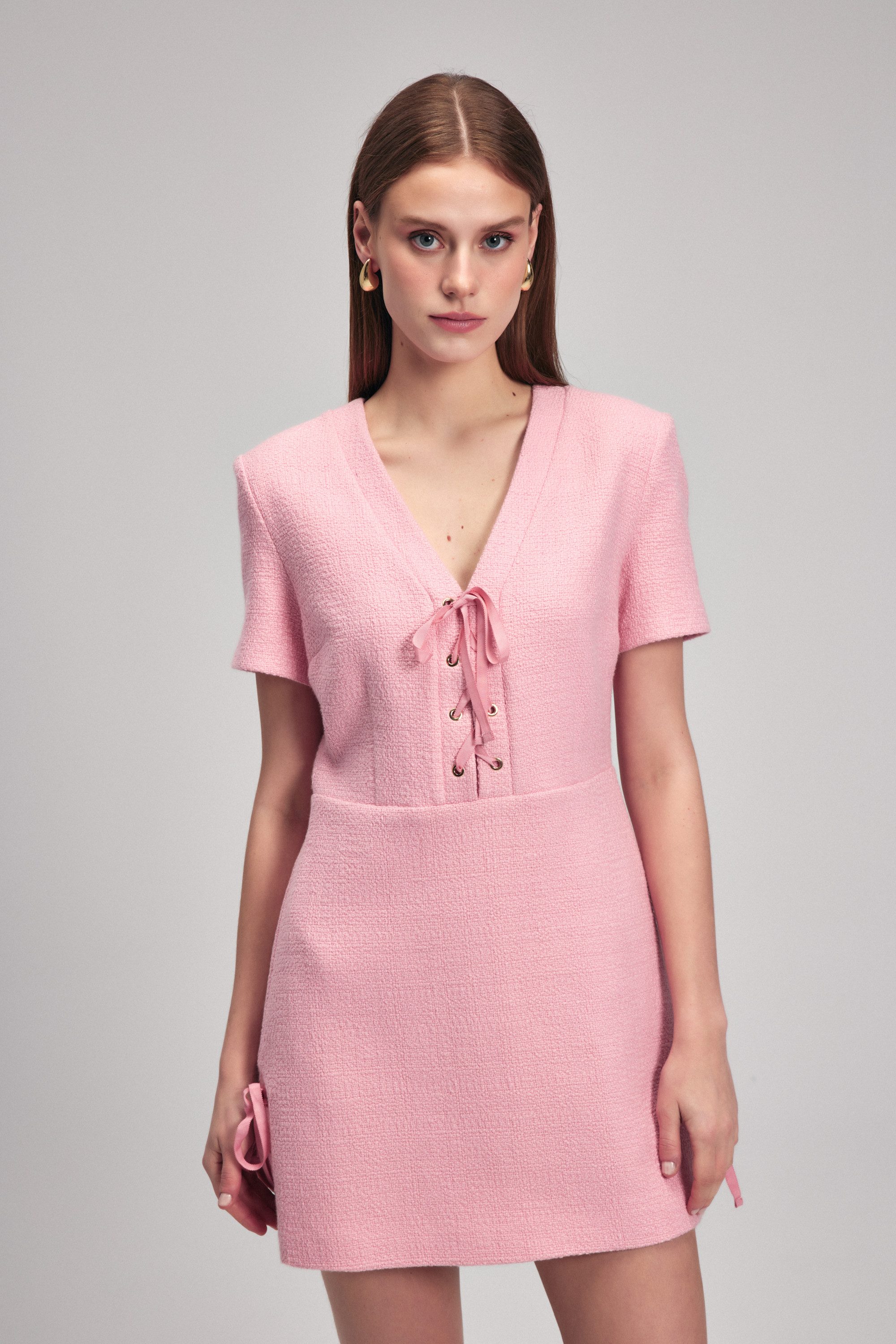 adL Cocktailkleid Tweed-Minikleid mit Schnürdetail